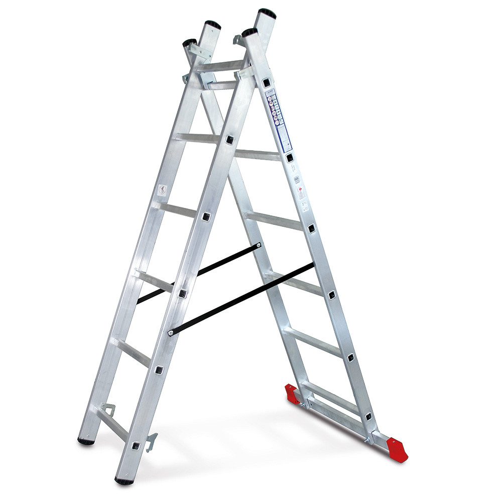 BRB-Lagertechnik Vielzweckleiter Aluminium-Vielzweck-Leiter mit 3x 6 Sprossen, Sehr stabile Profi-Leiter für vielseitige Anwendungen