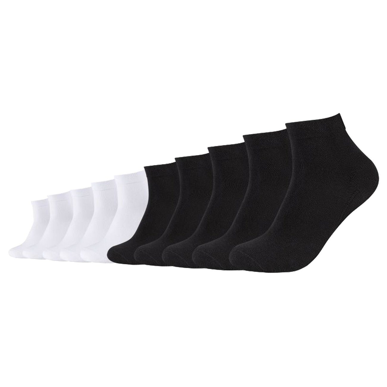 Camano Kurzsocken Unisex Socken Ca-Soft Organic Cotton Quarter (10-Paar) Regularsocken aus pflegeleichter Baumwollmischung Black White (0800)