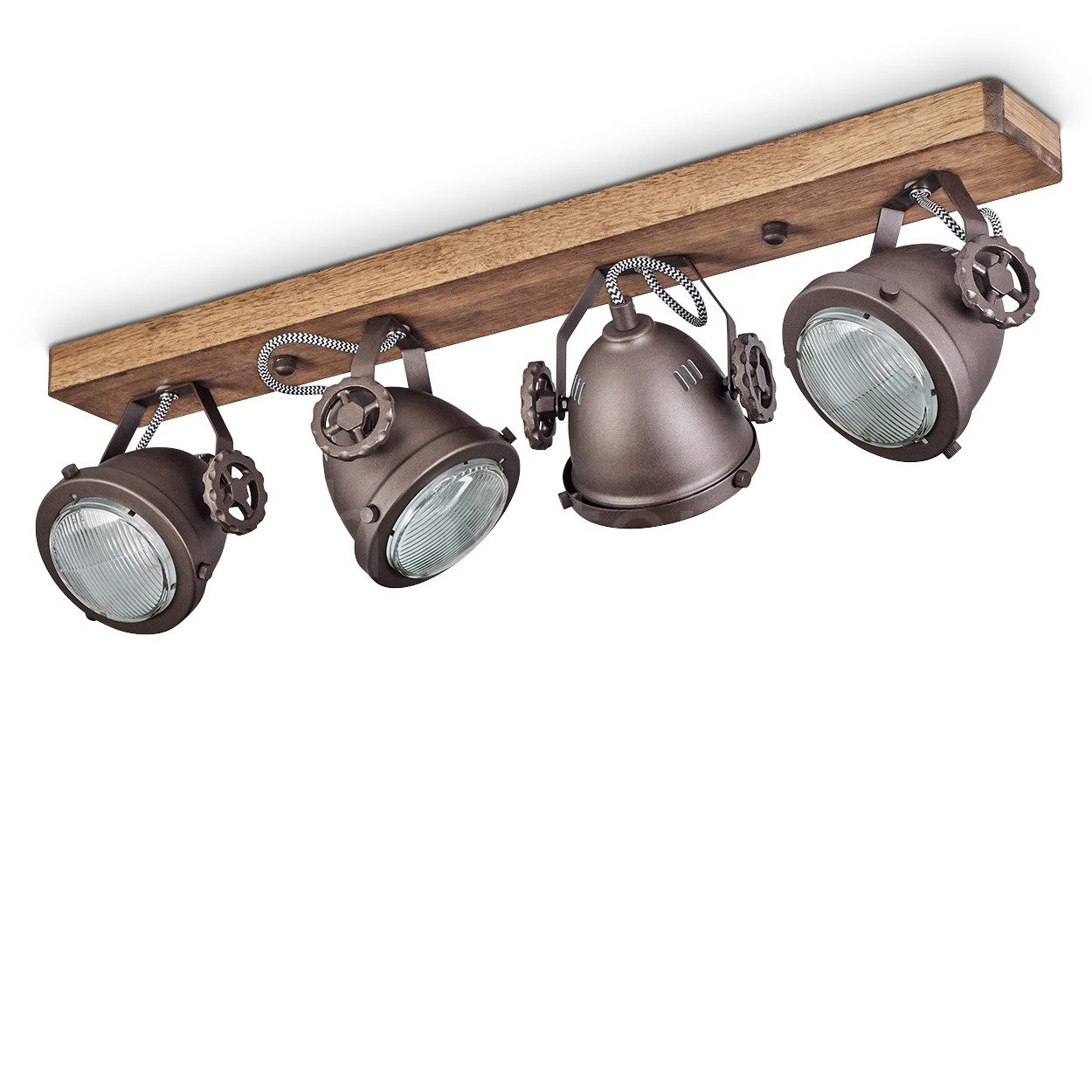 hofstein Deckenleuchte »Biati« verstellbare Deckenlampe, Metall/Holz/Glas, günstig online kaufen