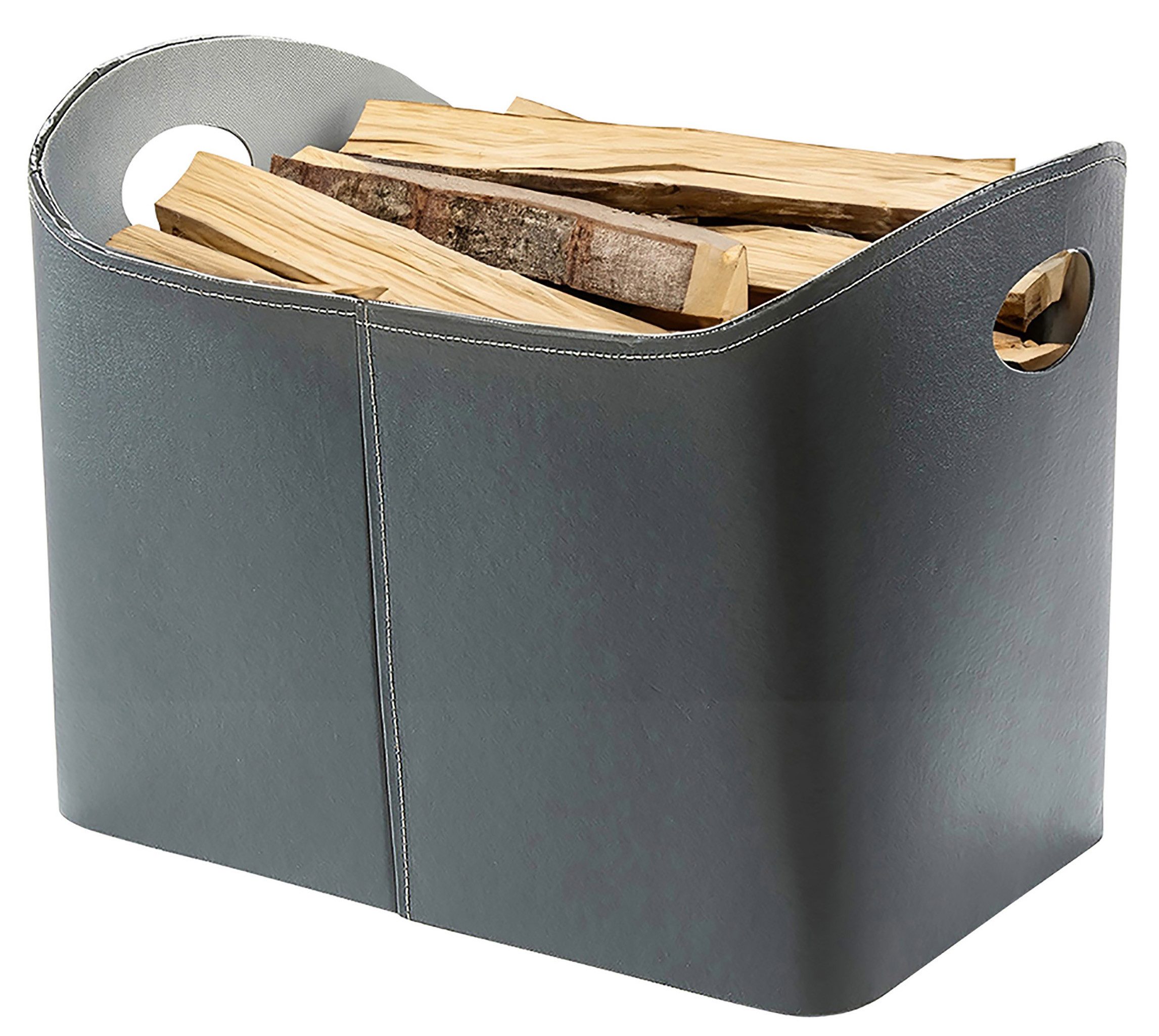 Kobolo Kaminholzkorb Holztrage in grau aus Kunstleder günstig online kaufen