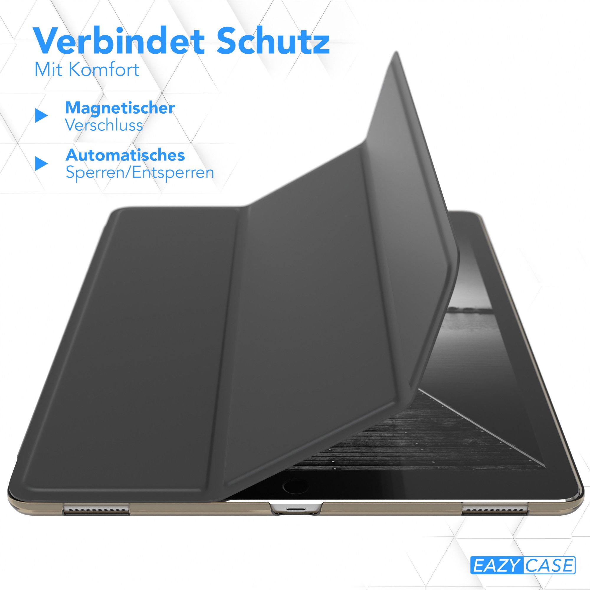 EAZY CASE Tablet-Hülle Smart Case für iPad Pro 12,9" 1 / 2 (2015/2017) 12,9 Zoll, Hülle mit Standfunktion Tablet Klapphülle Anti-Kratz Tasche Schwarz