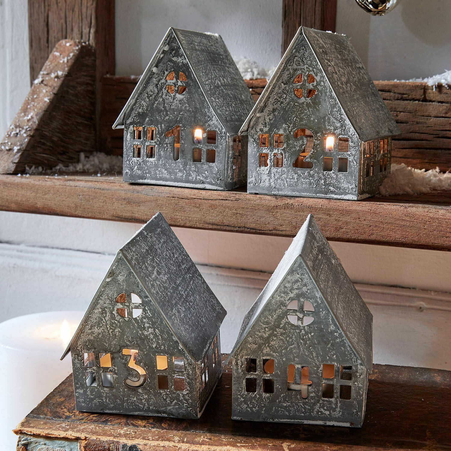 Mirabeau Windlicht Windlicht 4er Set Ivolere antikgrau (4er Set, 4er Set)
