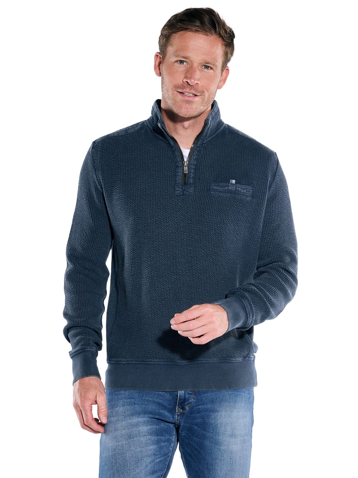 Engbers Sweatshirt engbers Herren Sweatshirt Stehbund, Saphirblau