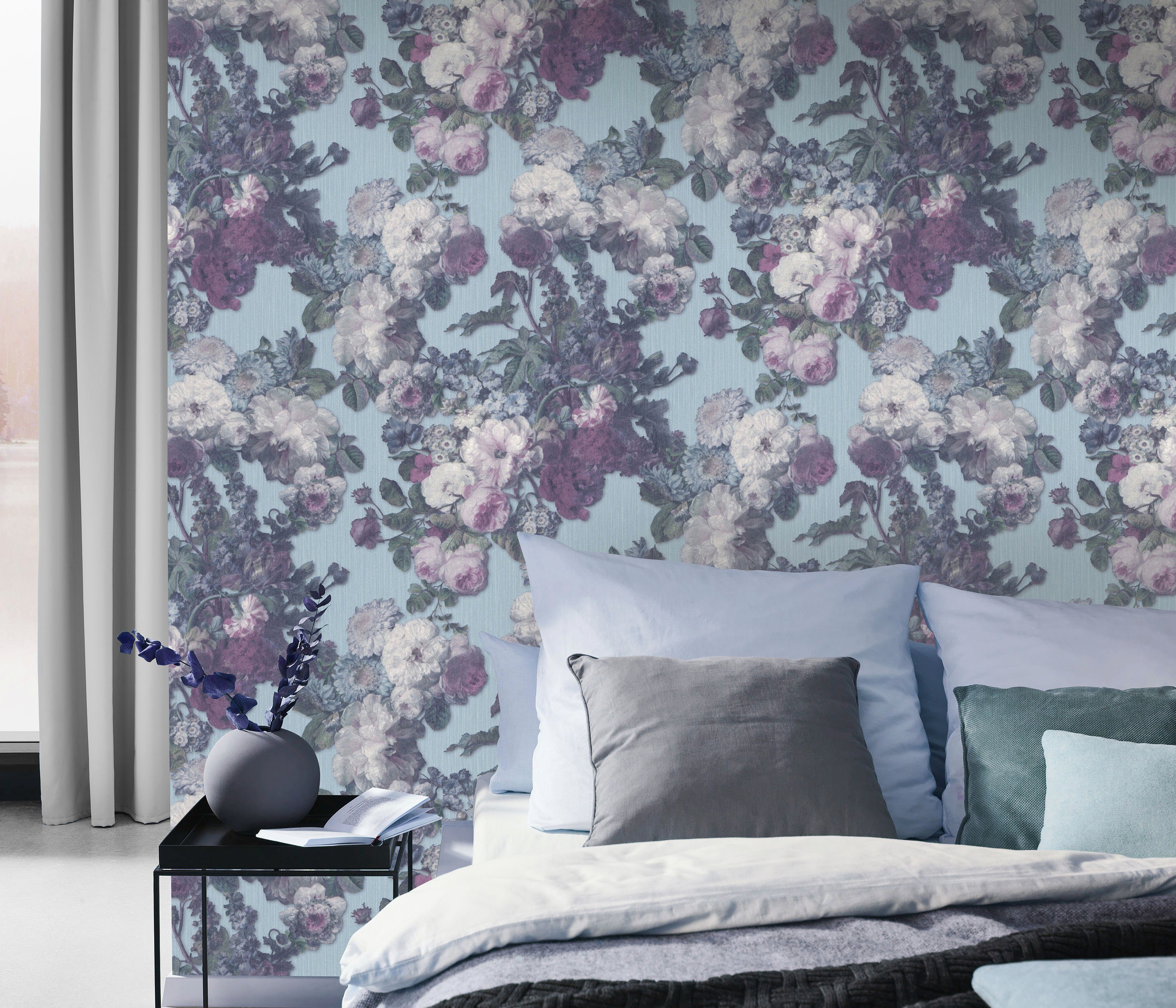 ELLE Erismann BLOSSOM, DECORATION türkis Floral Vliestapete