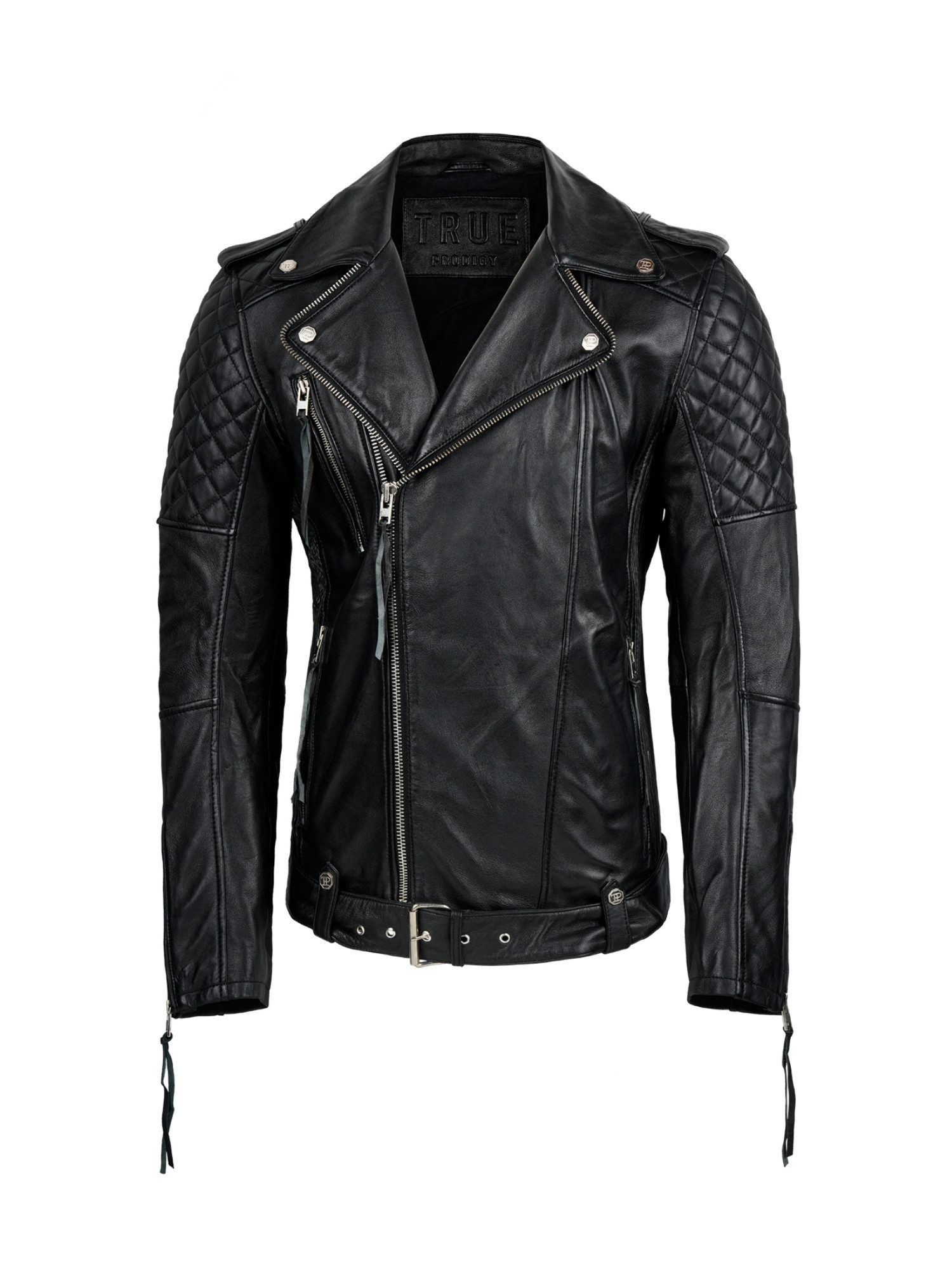 trueprodigy Lederjacke Simba Abgesteppte Details an der Schulter und Logo A günstig online kaufen