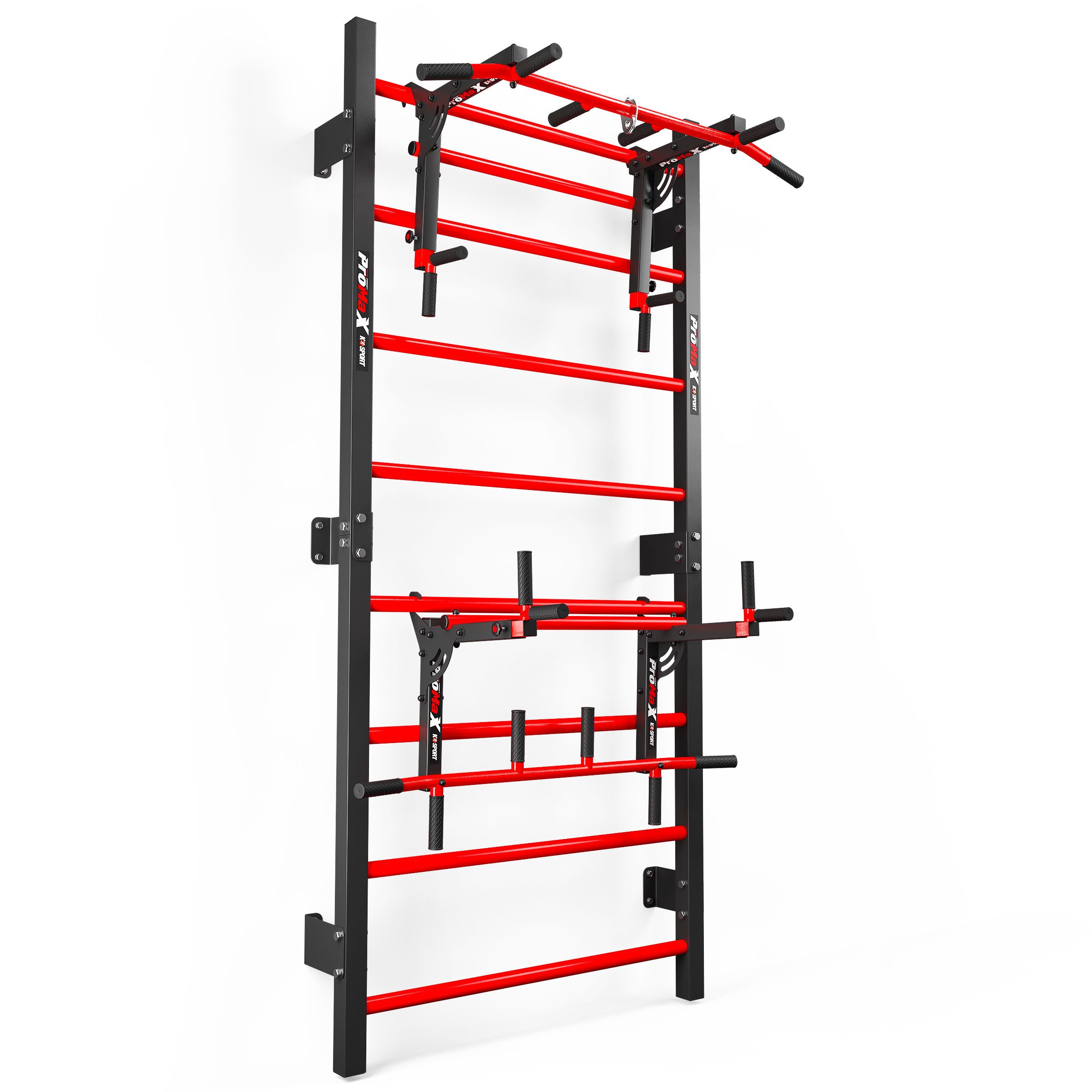 K-SPORT Kraftstation Sprossenwand mit Dip Station & Klimmzugstange, (Kraftstation mit Pull-Up Bar + Dip Stange, bis max. 150 kg), Made in EU!