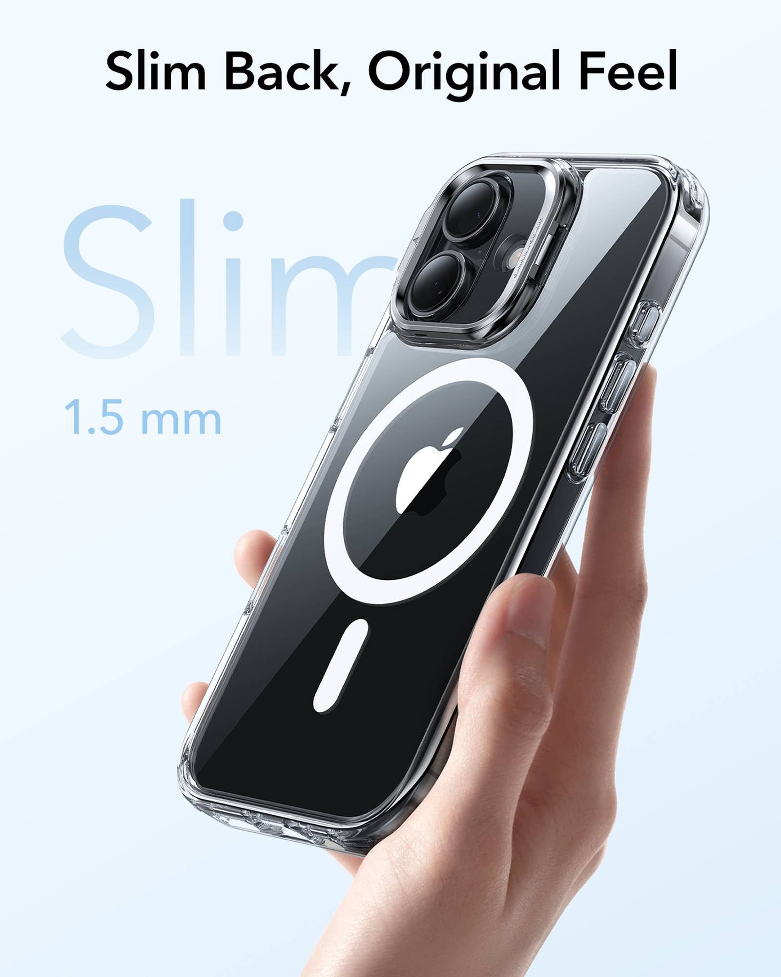 ESR Handyhülle Classic Hybrid HaloLock für iPhone 17 6,3", Kamerasteuerung Taste, Stash Stand, 3 Modi Ständer