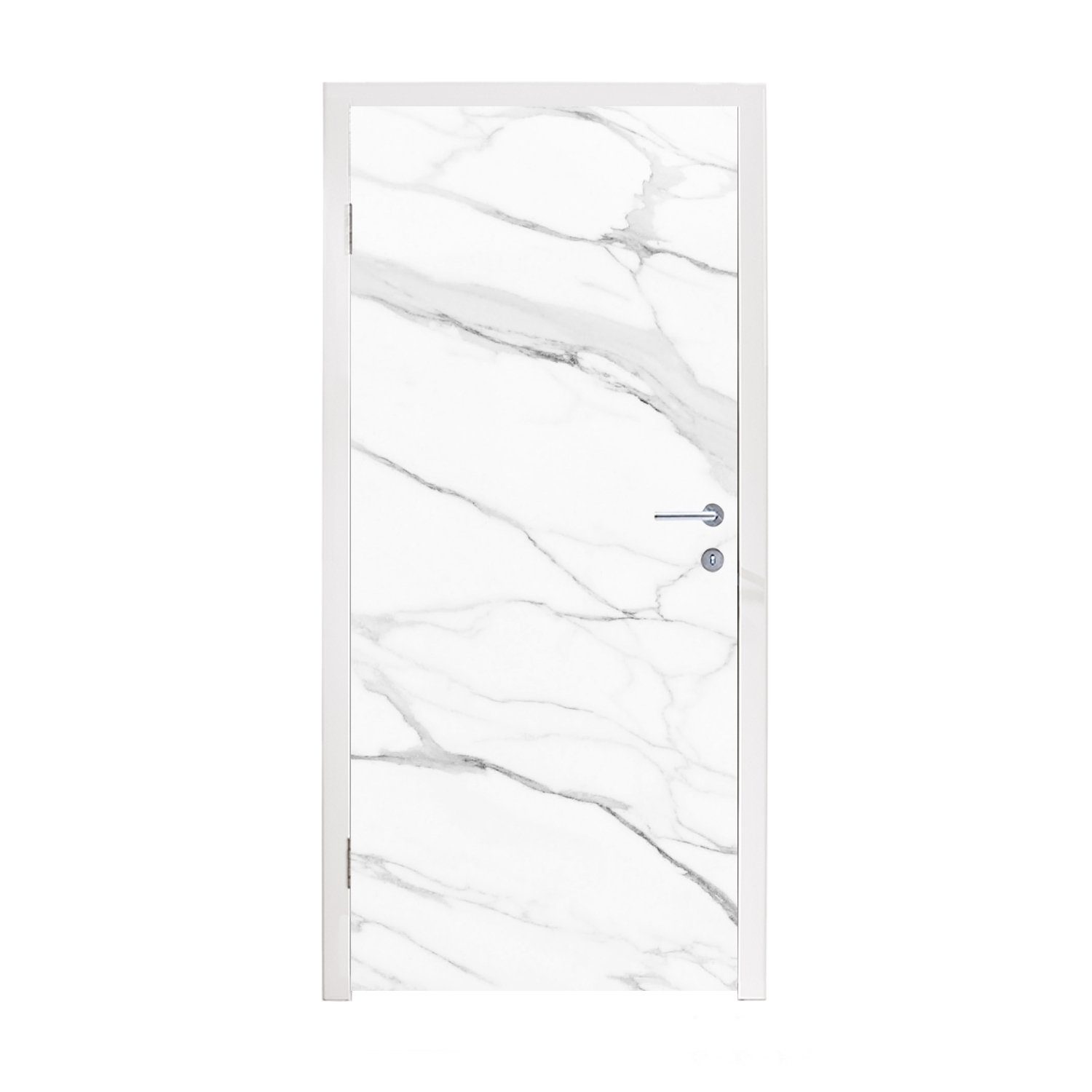 MuchoWow Türtapete Marmor - Weiß - Linie - Muster - Luxus - Marmoroptik, Matt, bedruckt, (1 St), Fototapete für Tür, Türaufkleber, 75x205 cm | Türtapeten