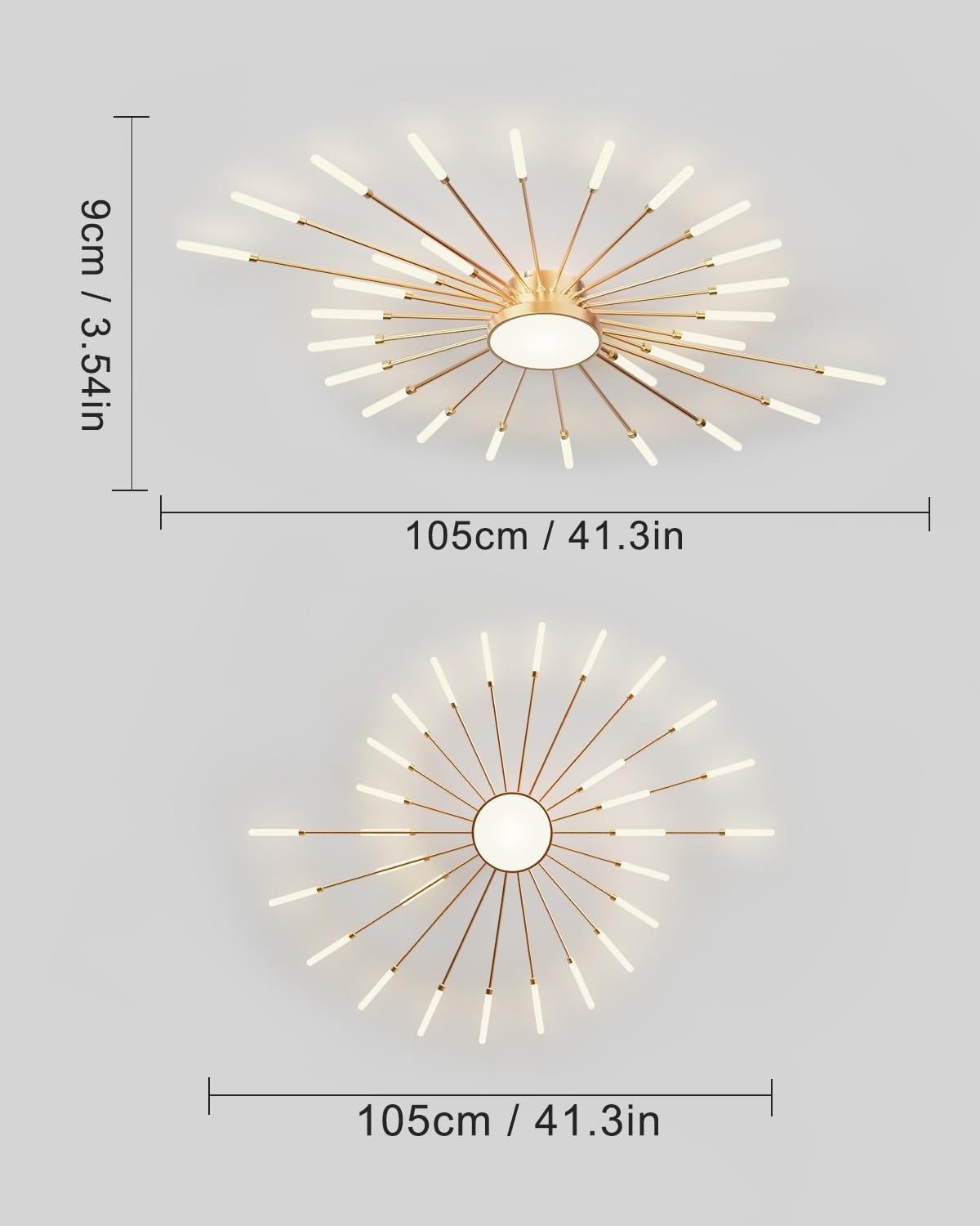 RRBEST Deckenleuchte Modern Deckenleuchte mit Fernsteuerung, LED Deckenleuchte Dimmbar, Wohnzimmerlampe, Schlafzimmerlampe. golden – Bild 4 von 4
