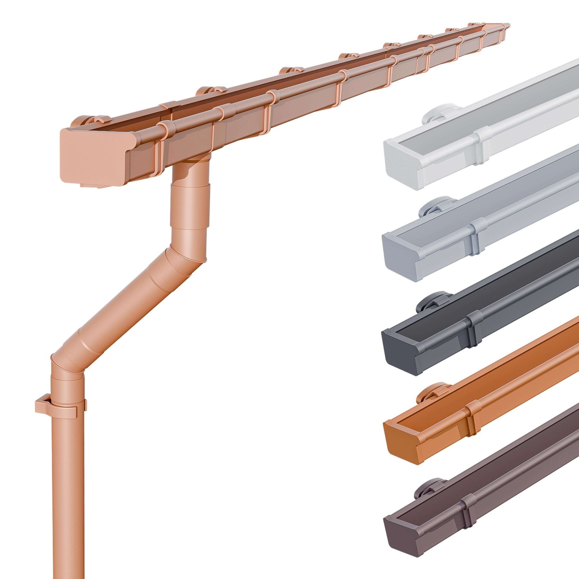 INEFA Dachrinne NW 83 Dachrinnen-Set PVC kastenförmig für Terrasse und Gartenhaus,3m, Regenrinnen-Set von INEFA, 1-St., Set für eine Dachseite, 1 Dachseite, Regenrinne Kunststoff, Pultdach, Made in Germany