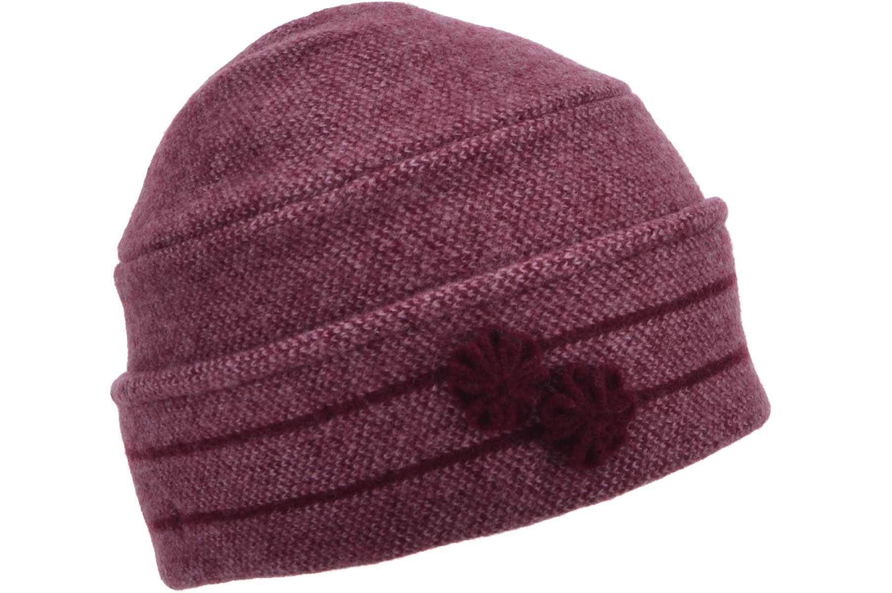 Seeberger Strickmütze Walk Toque im Tweedmuster mit Blumen 20090-0