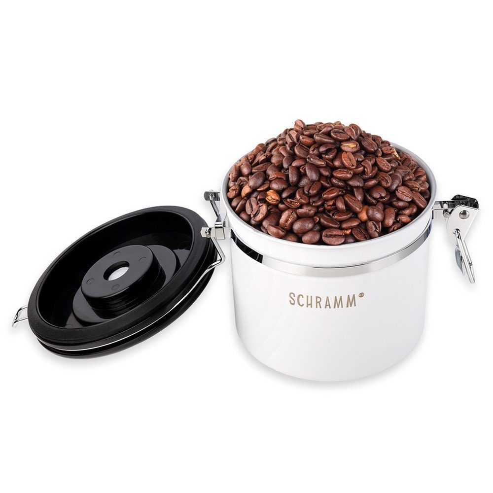 Kaffeedosen Kaffeedose Kaffeebehälter in weiß Edelstahl Höhe: Schramm® 10 ml Dosierlöffel Schramm aus mit Farben matt 12cm 1200 Kaffeedose