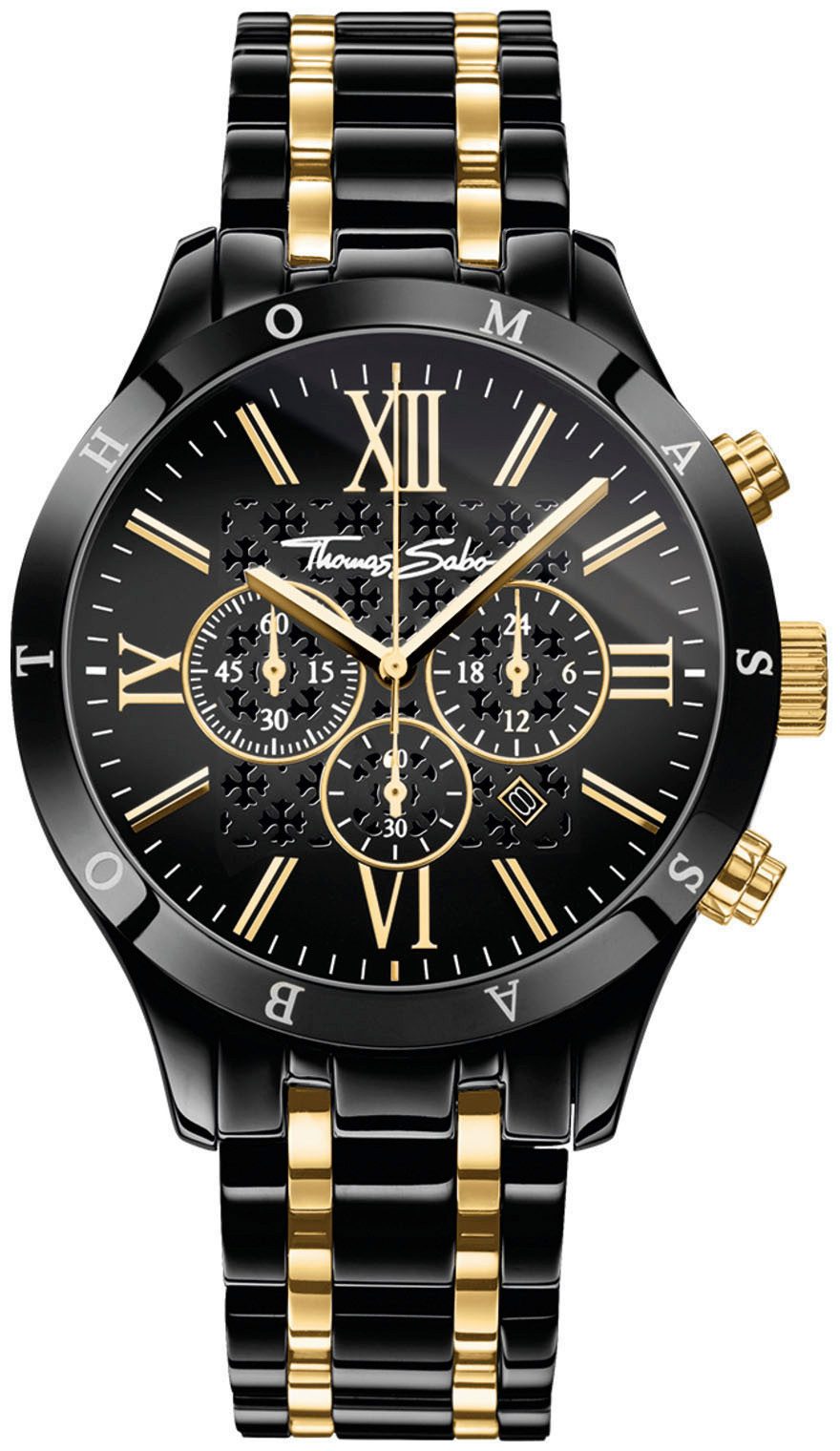 THOMAS SABO Chronograph REBEL URBAN, Quarzuhr, Armbanduhr, Herren, Datum, Stoppfunktion, 12/24-Std.-Anzeige