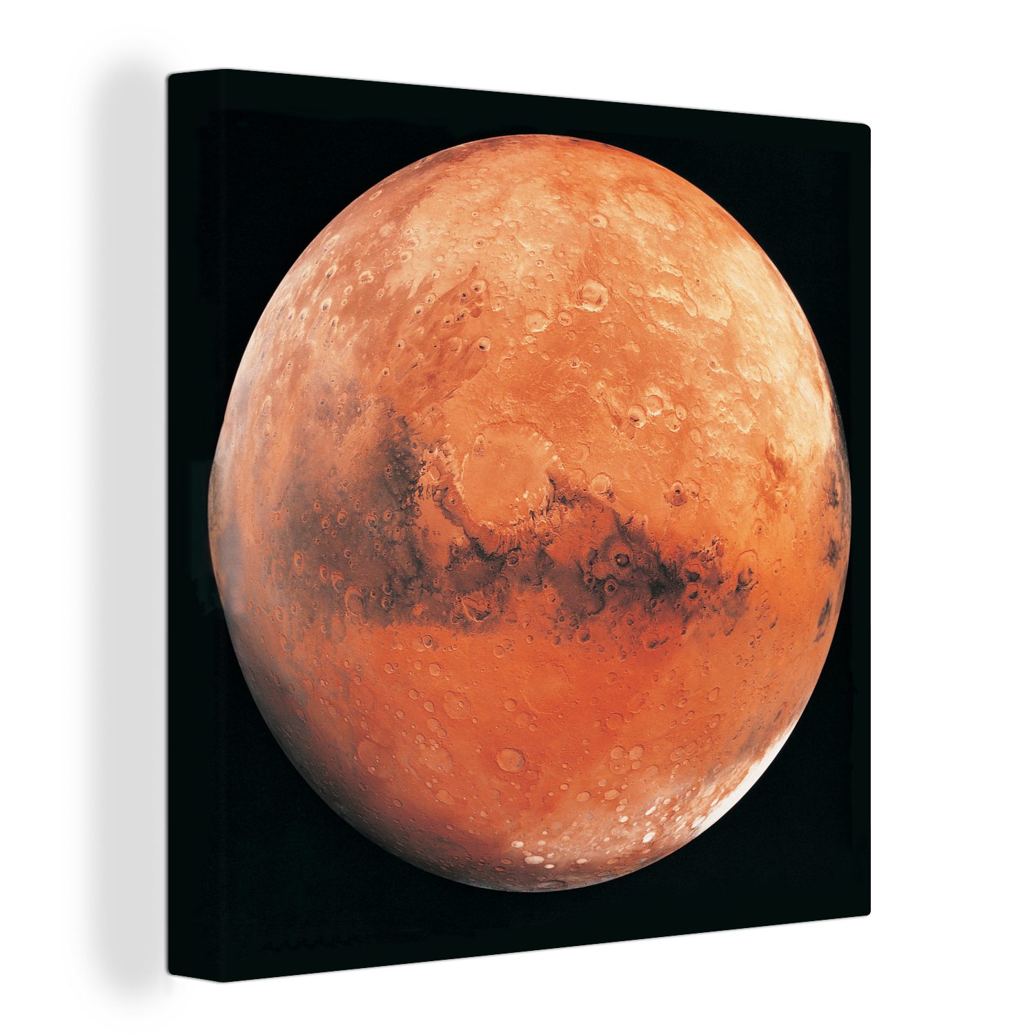 OneMillionCanvasses® Leinwandbild Der Planet Mars vor einem schwarzen Hintergrund, (1 St), Leinwand Bilder für Wohnzimmer Schlafzimmer