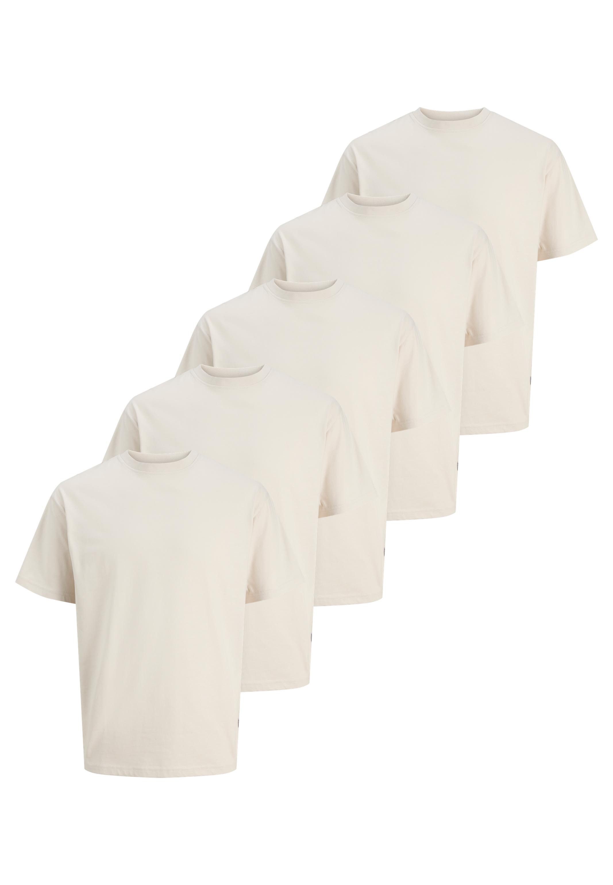 Jack & Jones T-Shirt 5er Pack Cotton Relaxed (Spar-Set, 5-tlg) T-Shirt - Baumwolle - Atmungsaktiv