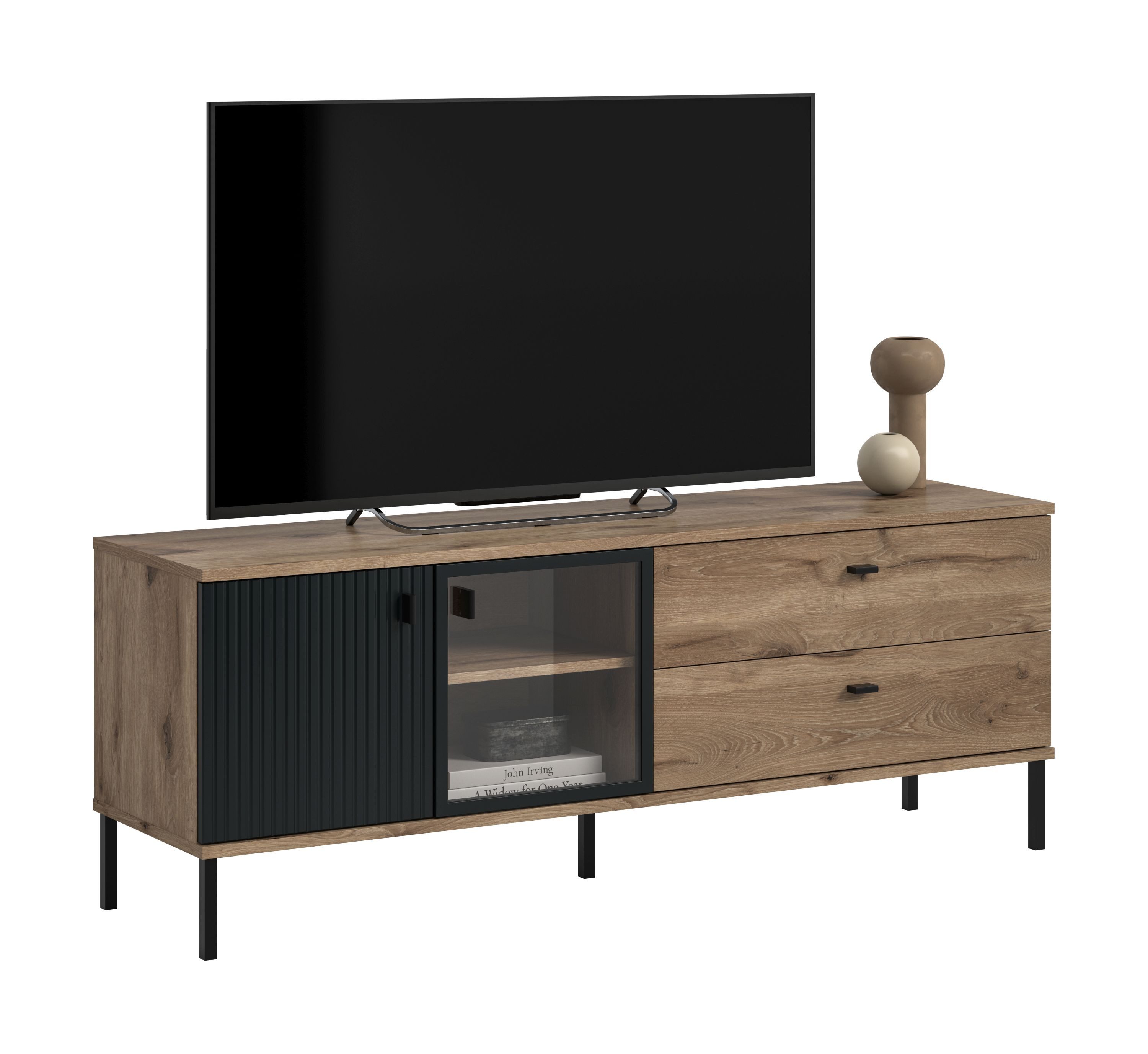 xonox.home Lowboard, in Nox Oak Nachbildung/ schwarz tiefzieh B/H/T: 154x57x41 cm