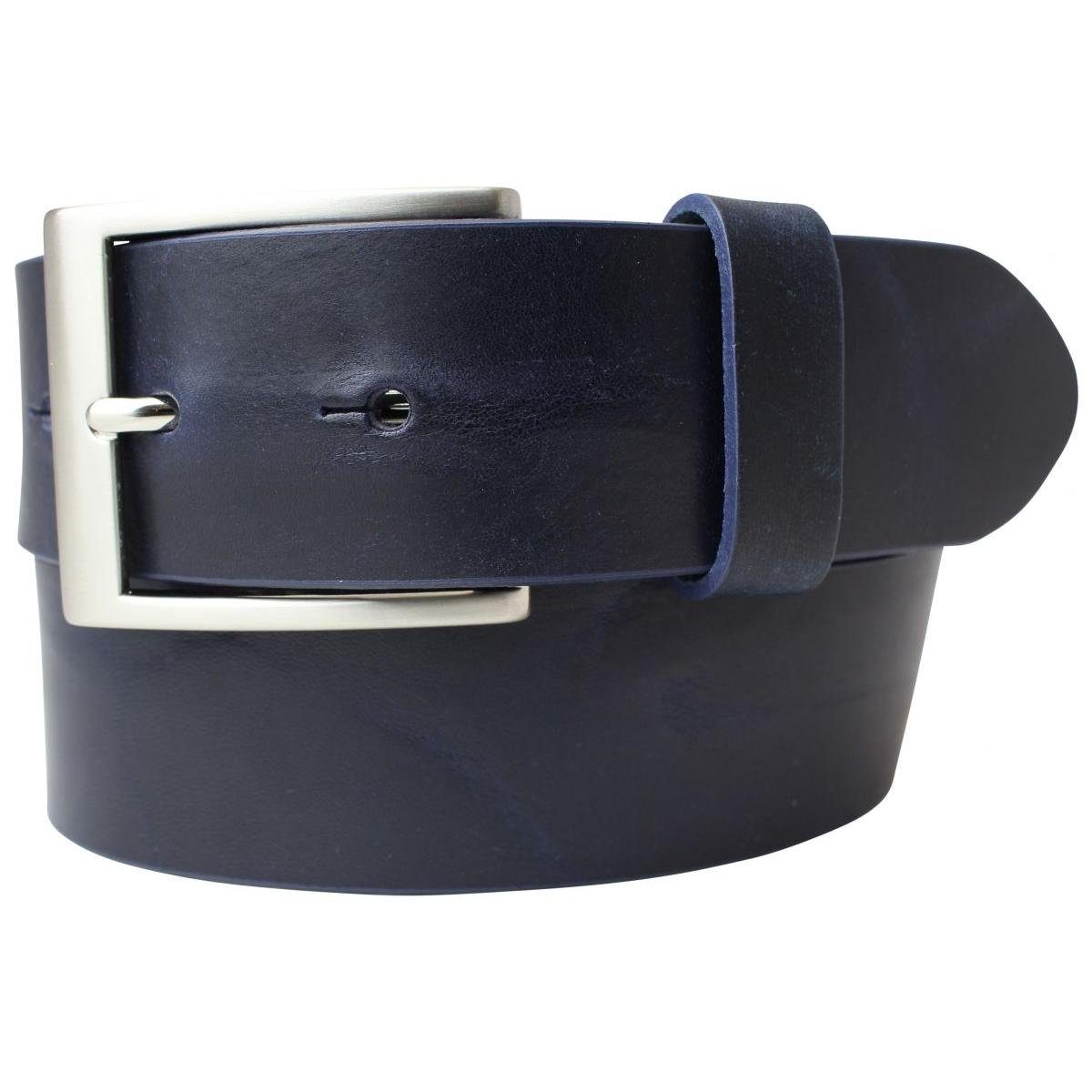 BELTINGER Ledergürtel Jeans-Gürtel aus Vollrindleder Used-Look 4 cm - Leder-Gürtel für Herre Marine, Silber