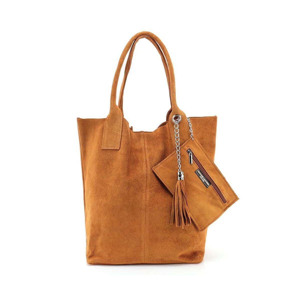 ITALYSHOP24 Schultertasche Made in Italy Damen Leder Shopper Schultertasche günstig online kaufen