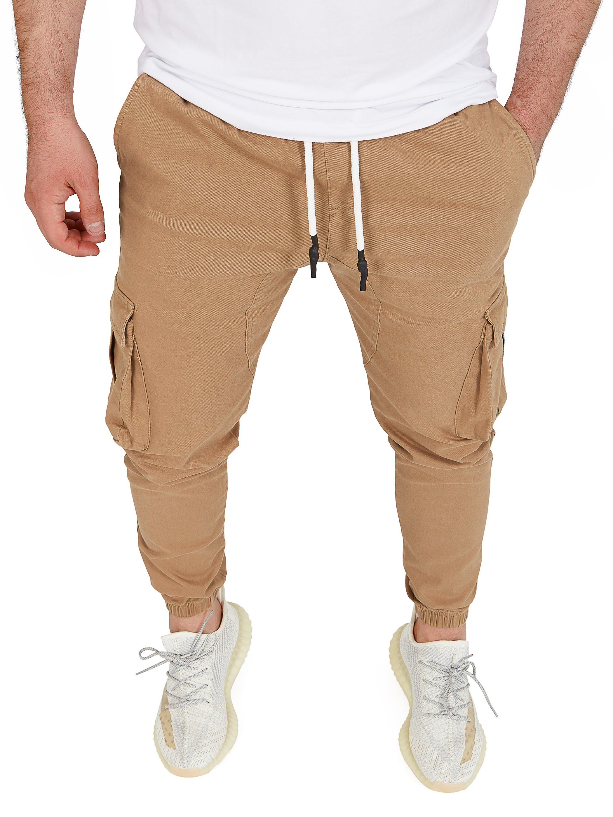 Pittman Cargohose Cargohosen Herren Chino Giga mit elastischem Bund, Cargotaschen