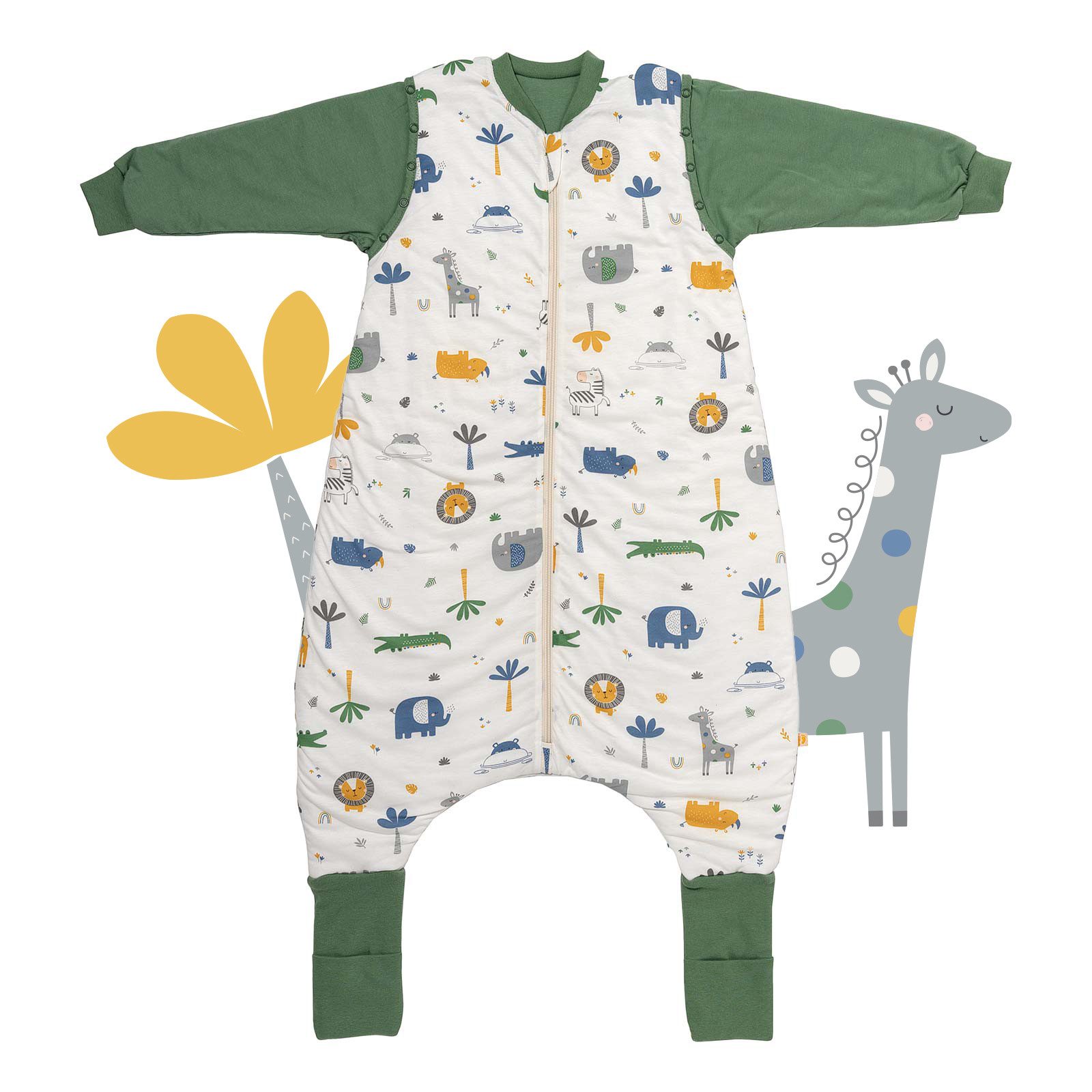 Schlummersack Kinderschlafsack Schlafsack mit Füßen und umklappbaren Bündchen, 1.0 Tog OEKO-TEX