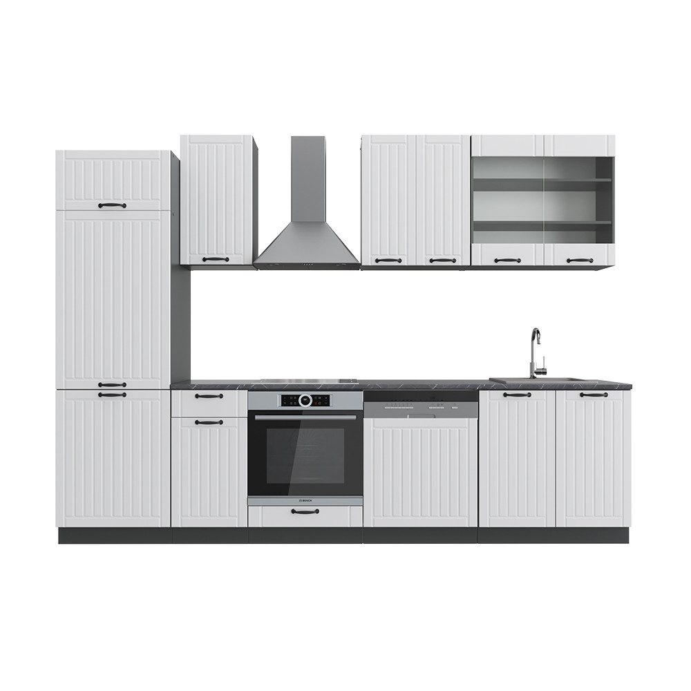 Vicco Küchenzeile Fame-Line, Weiß Landhaus/Anthrazit, 300 günstig online kaufen