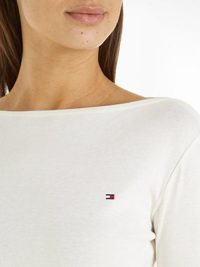 Tommy Hilfiger Langarmshirt SLIM CODY RIB SLASH-NK LS mit kleiner Logostickerei auf der Brust