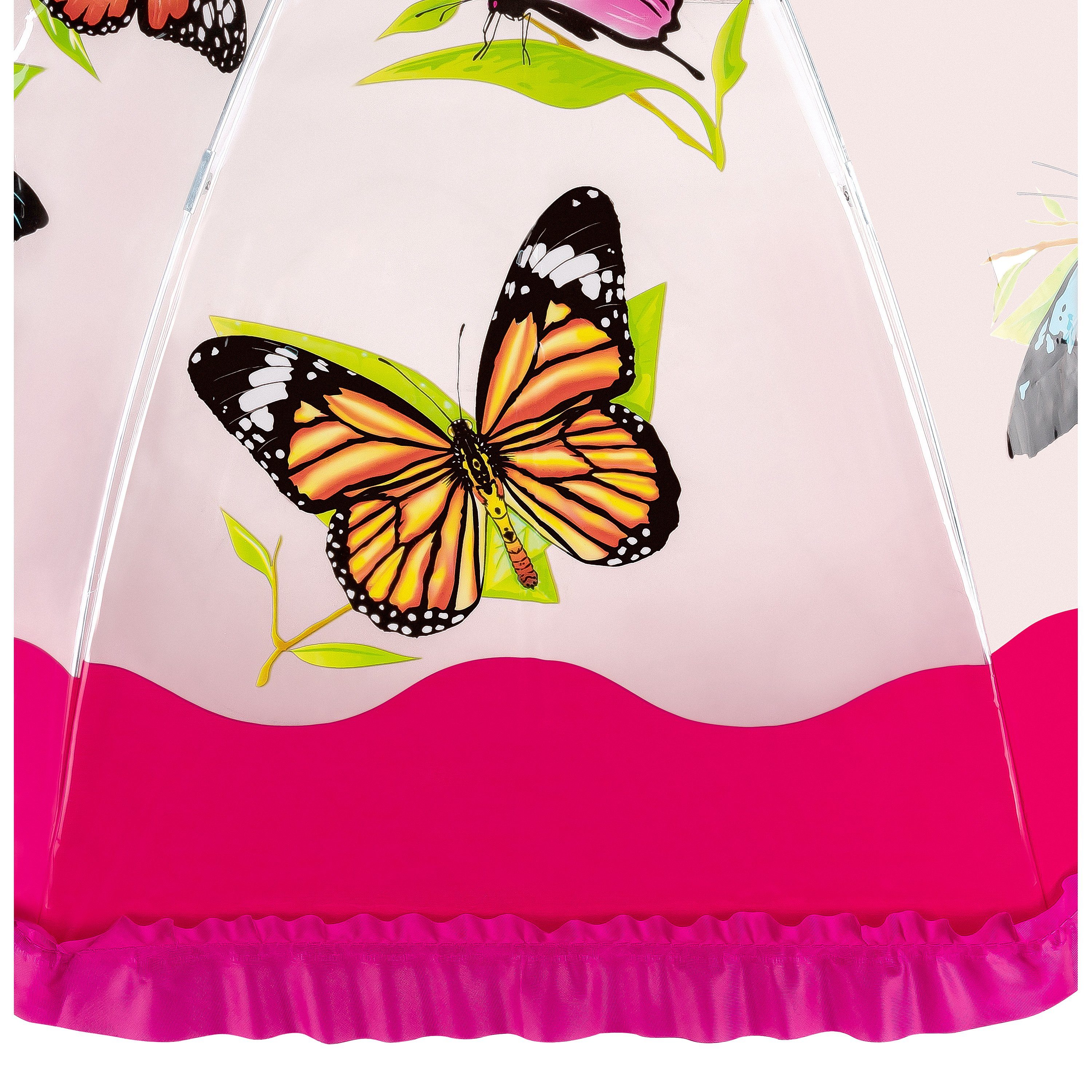 von Lilienfeld Stockregenschirm Jahre, ca. Rüschenkante 8 Junge Mädchen bis Kinderschirm Butterfly Schmetterling