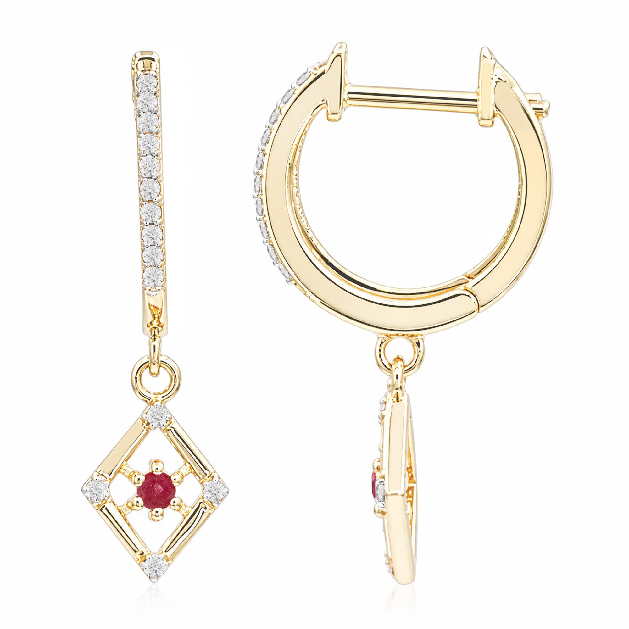 Cavill Ohrring-Set Cavill 375er Gelbgold Ohrringe mit rotem Beryll 0,22 ct & Zirkonia (2-tlg)