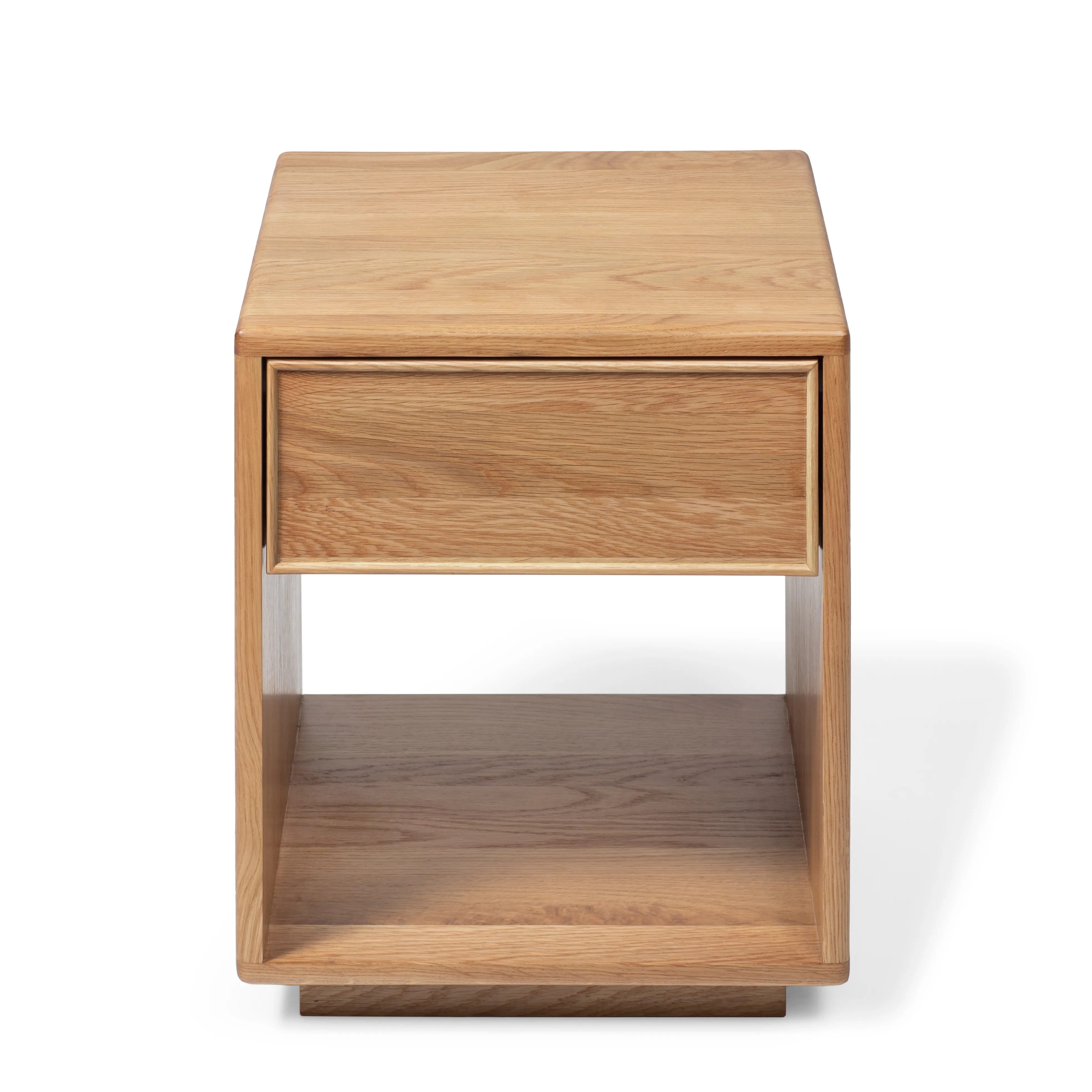 Woodek Design Nachttisch HELENE aus massiver Eiche, matt lackiert, mit Schublade und Ablage (Nachttisch für Schlafzimmer in Naturton, 1-St., Nachkommode mit abgerundeten Kanten), Breite: 40 cm, Tiefe: 38 cm, Höhe: 50 cm