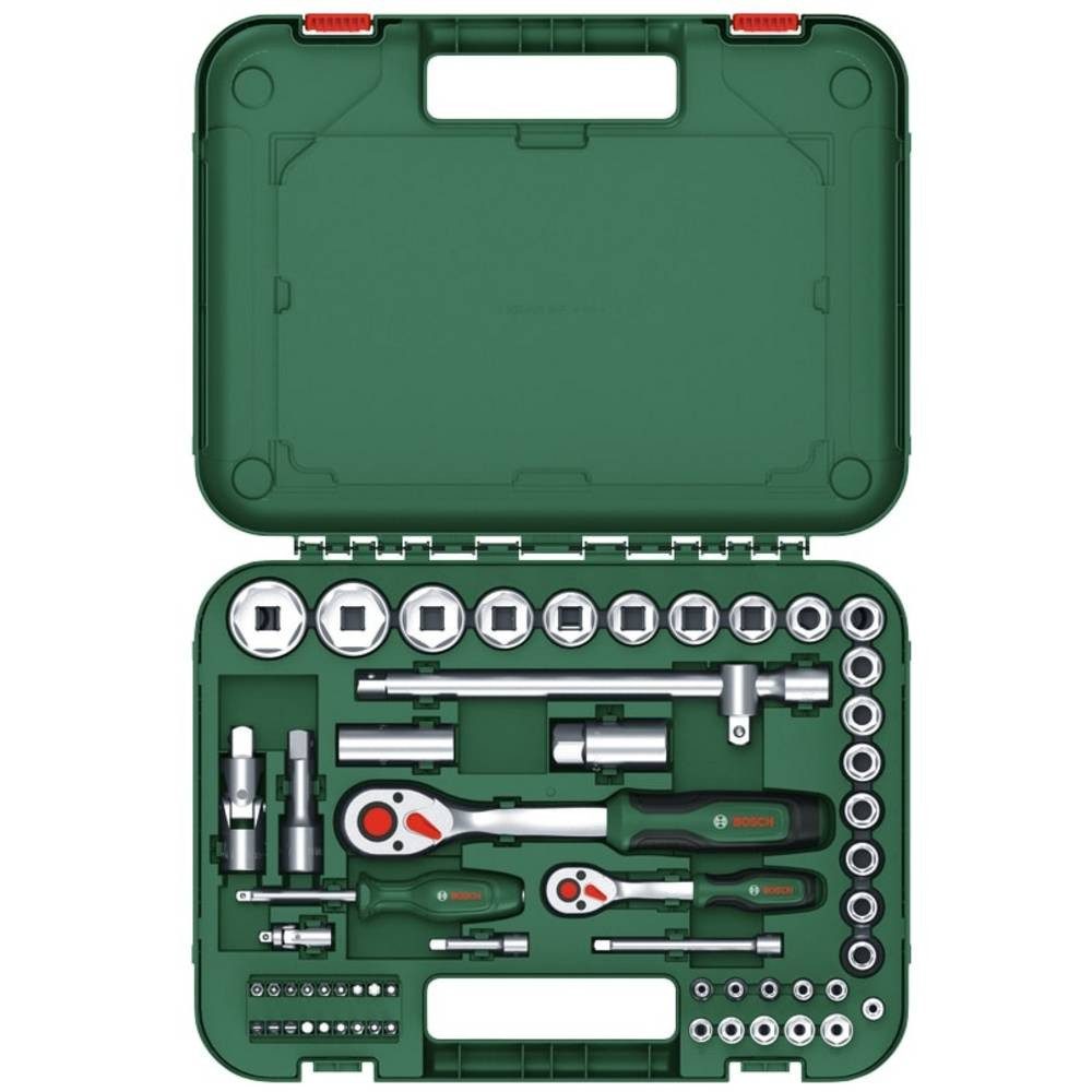 Thumbnail - Bosch Home & Garden Steckschlüssel Handwerkzeuge 1/4″- + 1/2″-Ratschen-Set 57-tlg