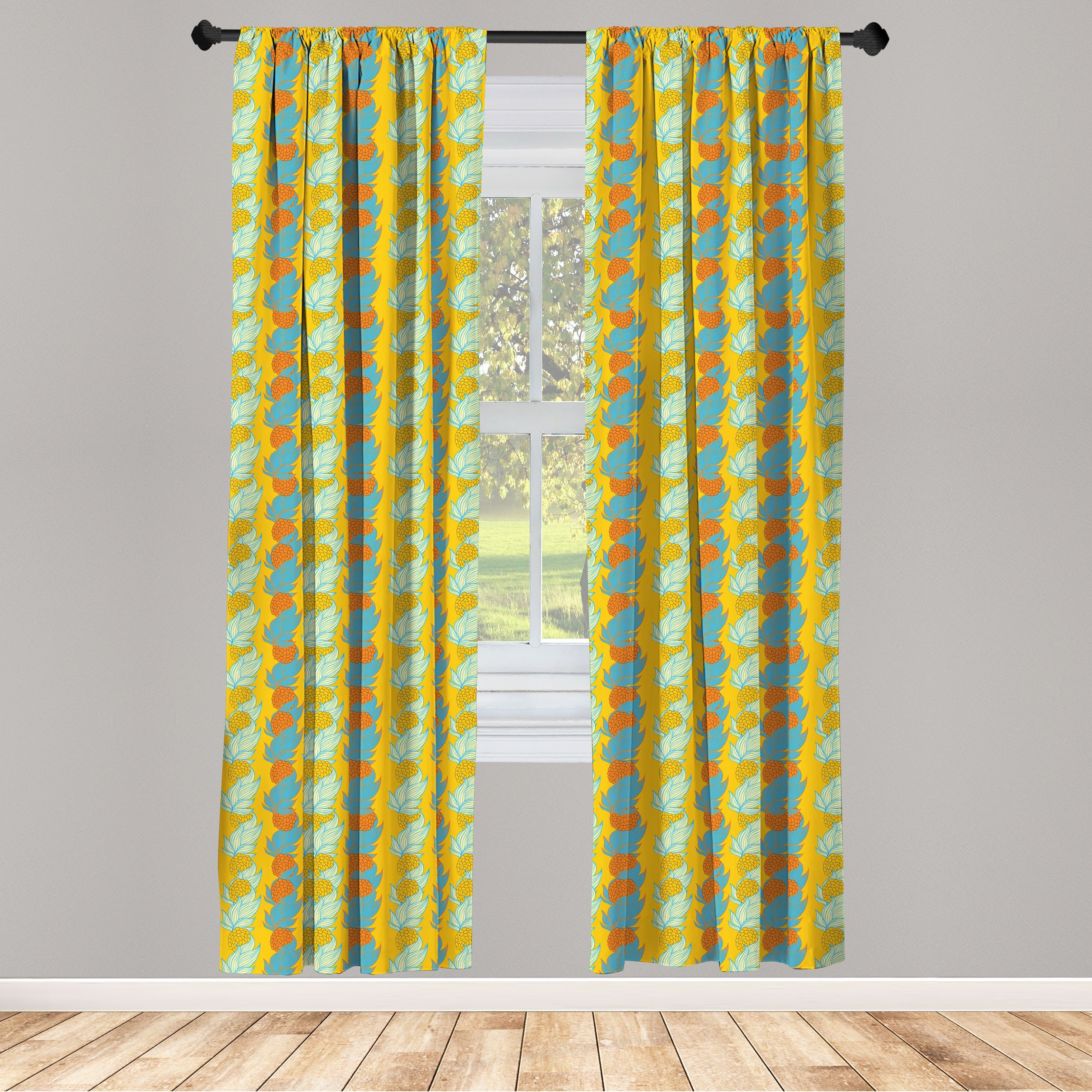 Gardine Vorhang für Wohnzimmer Schlafzimmer Dekor, Abakuhaus, Microfaser, Botanisch Exotische Blumen-Muster