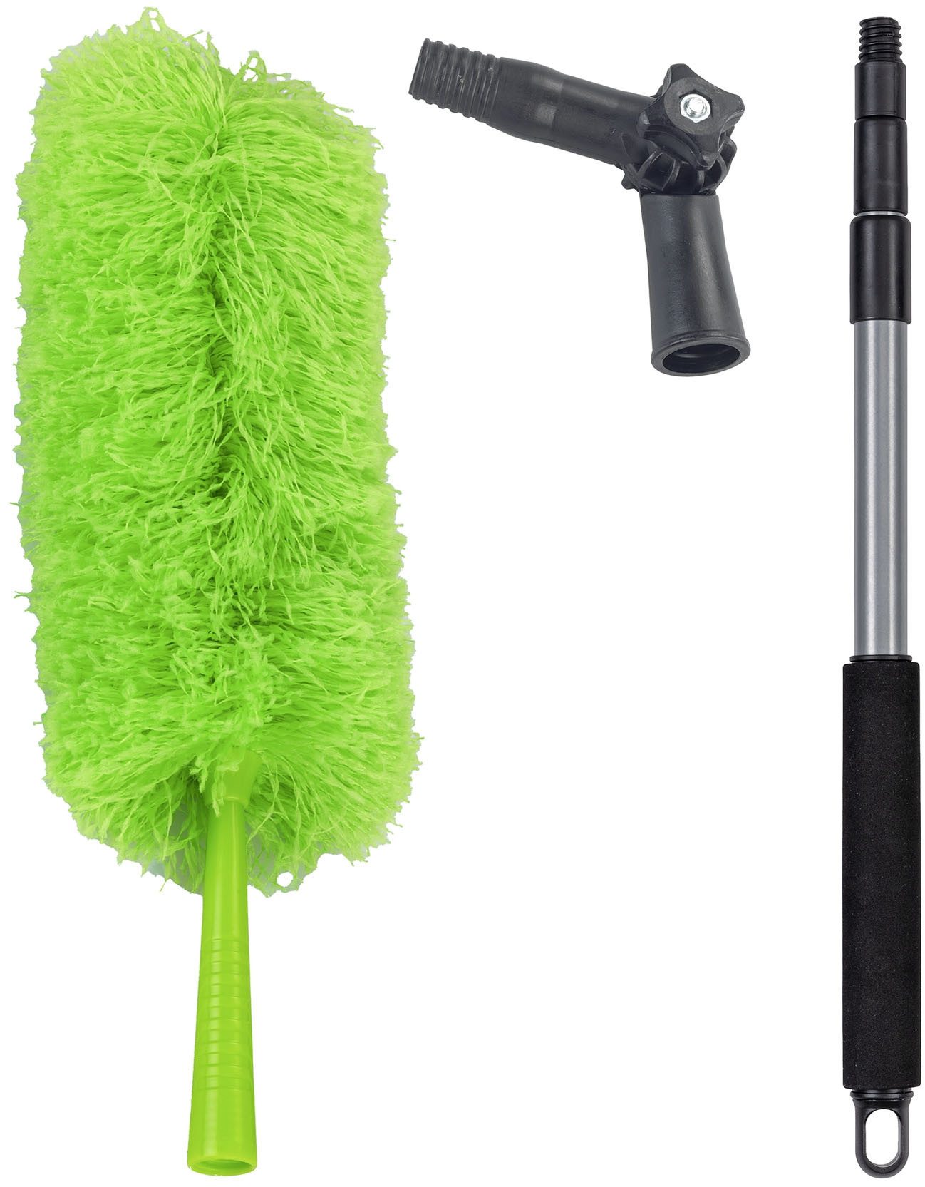 Maximex Staubwedel Mikrofaser mit Teleskopstiel und Knickgelenk, Staubwischer, antistatische Fasern, Reinigungswinkel bis zu 90°