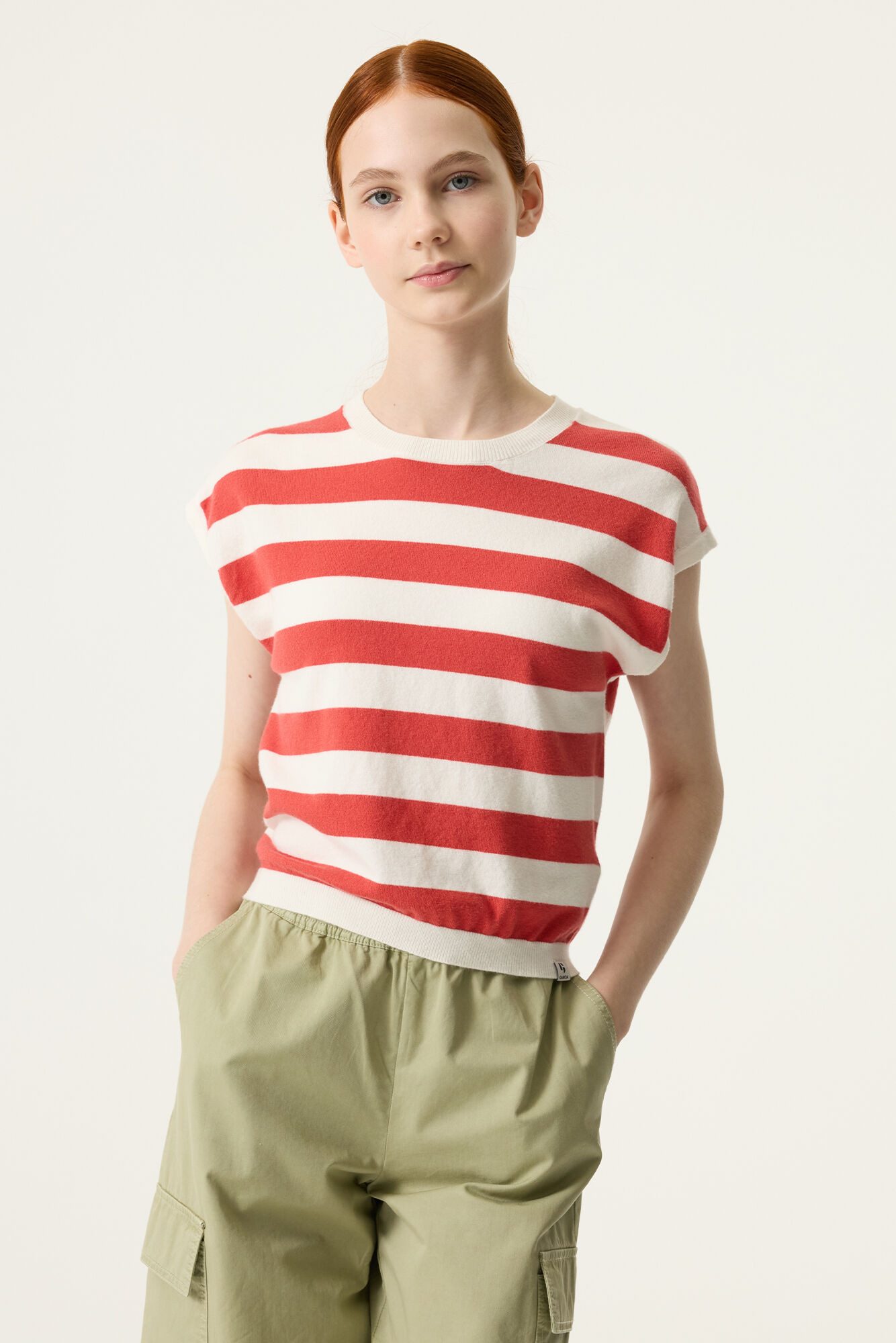 Garcia Kurzarmshirt Kurzarm-Pullover Feinstrick