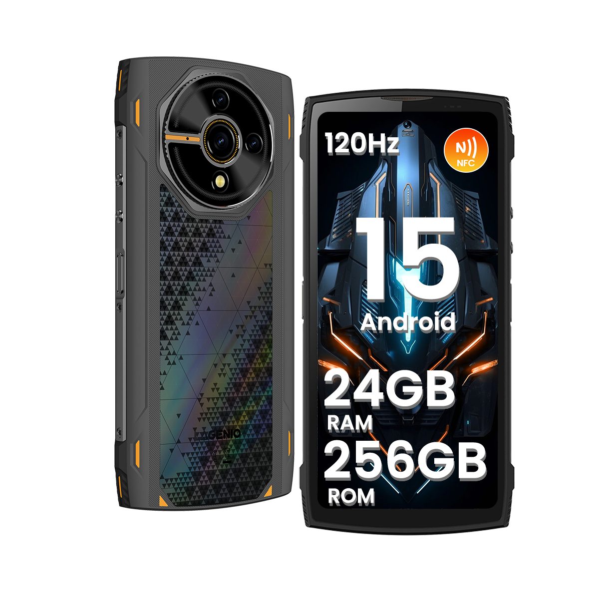 LAGENIO Panther 2 Pro Outdoor Handy Kratzfest Wasserdicht Baustellenhandy OTG Smartphone (50 MP Kamera, IP68, Fallschutz, GPS OTG, 24+256GB, Taschenlampe, Dual SIM, robust)