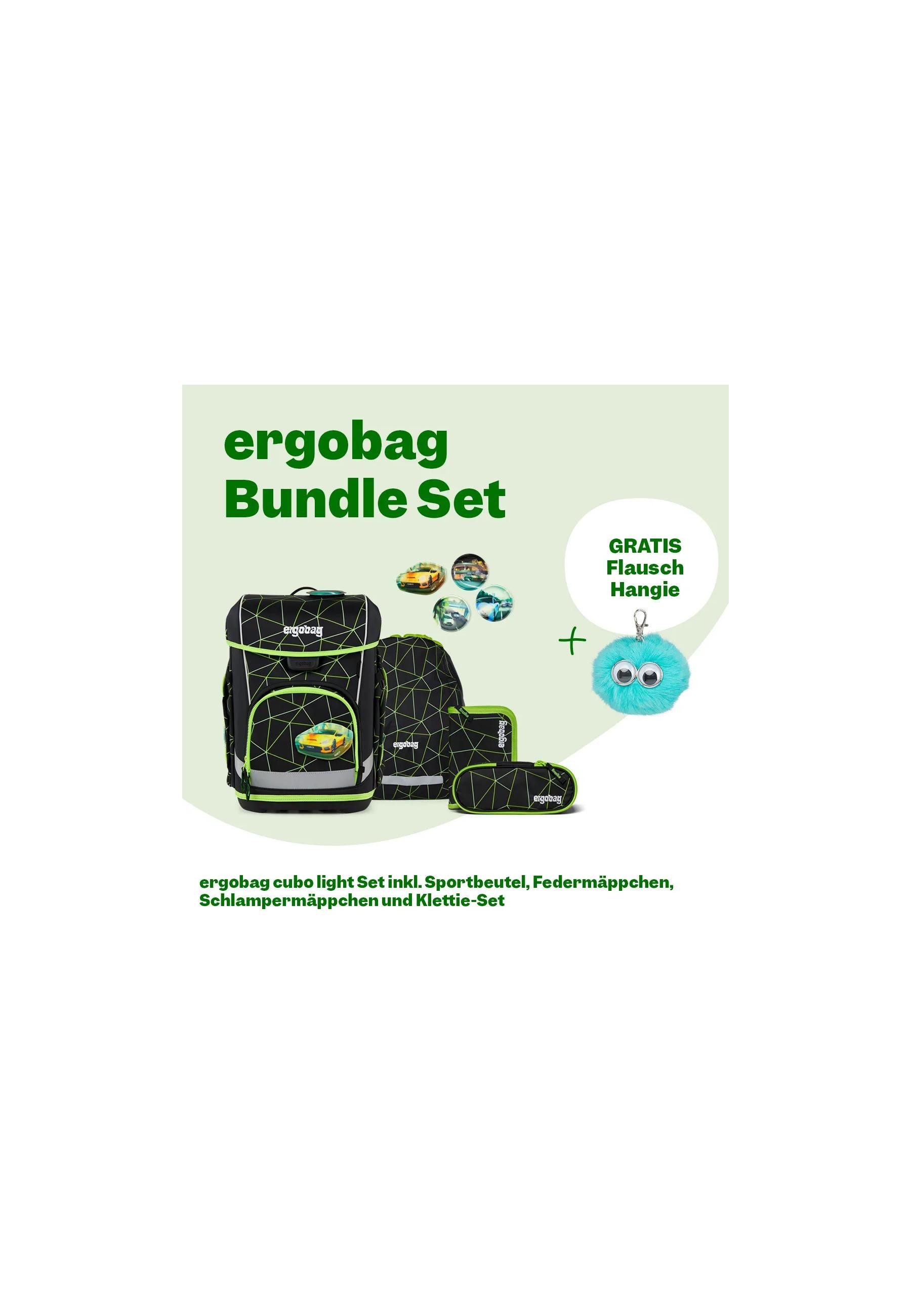 ergobag Schulranzen cubo light Bundle Set (6-tlg., 6-teiliges Set), wiegt nur 860g
