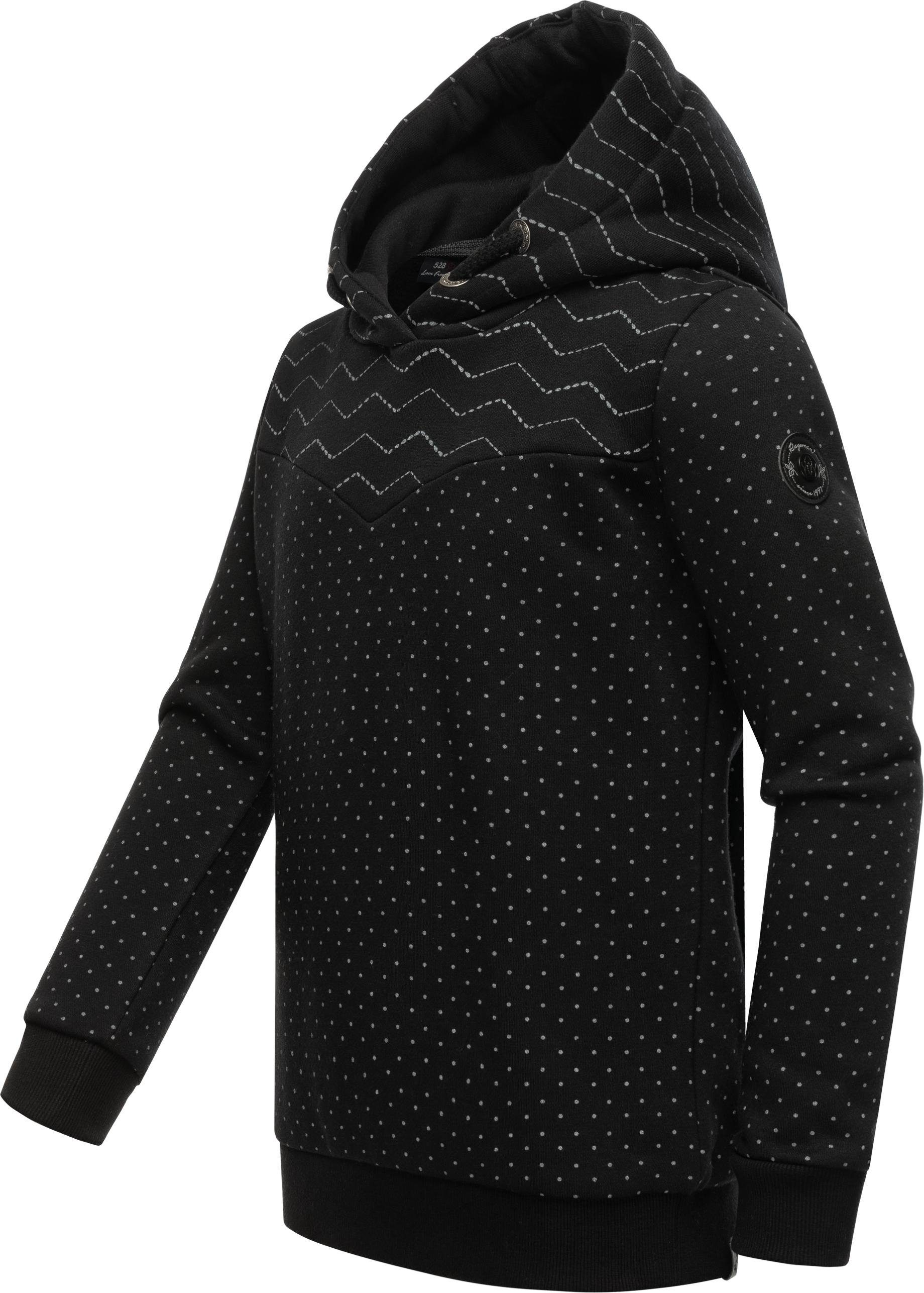 Mädchen Kapuze Hoodie Sweat Kristla mit schwarz großer Ragwear Kapuzensweater
