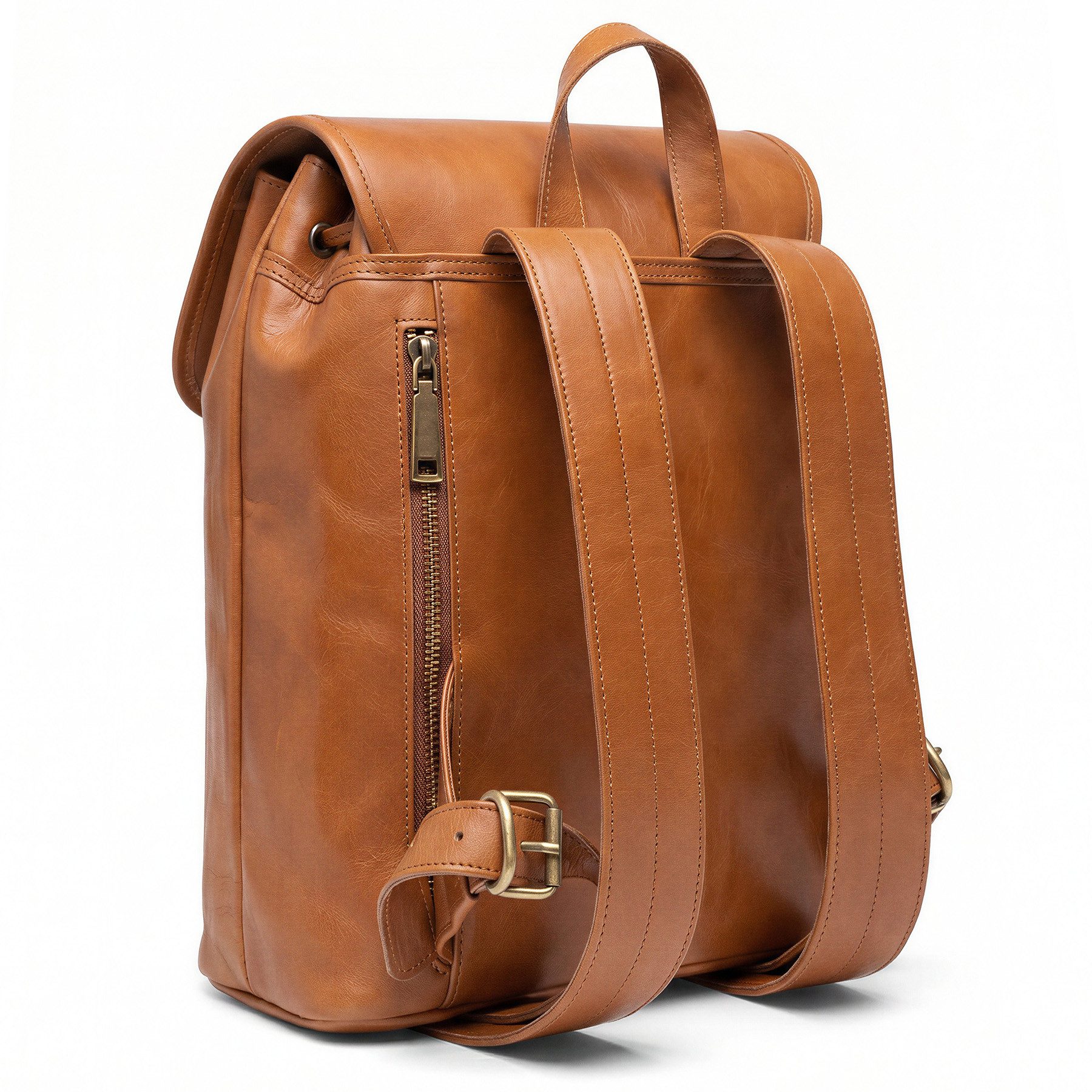 SID & VAIN Rucksack echt Leder Rucksack 15 Zoll Laptop Fach chestnut, Cityrucksack 15,4 Zoll Echtleder, Rucksack Damen Herren hellbraun