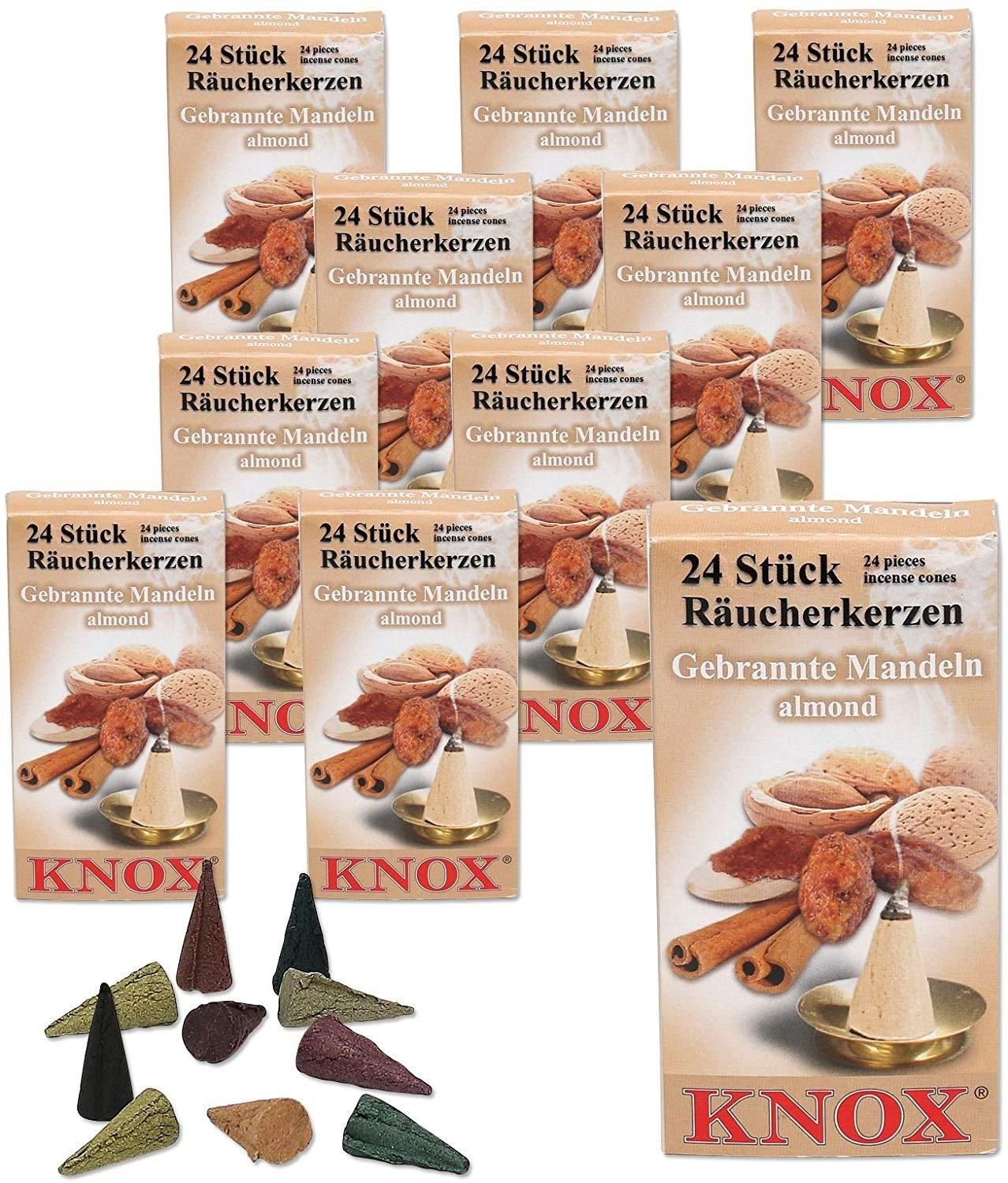 KNOX Räucherkegel 10 Päckchen Räucherkerzen - Gebrannte Mandel - 24er Packung