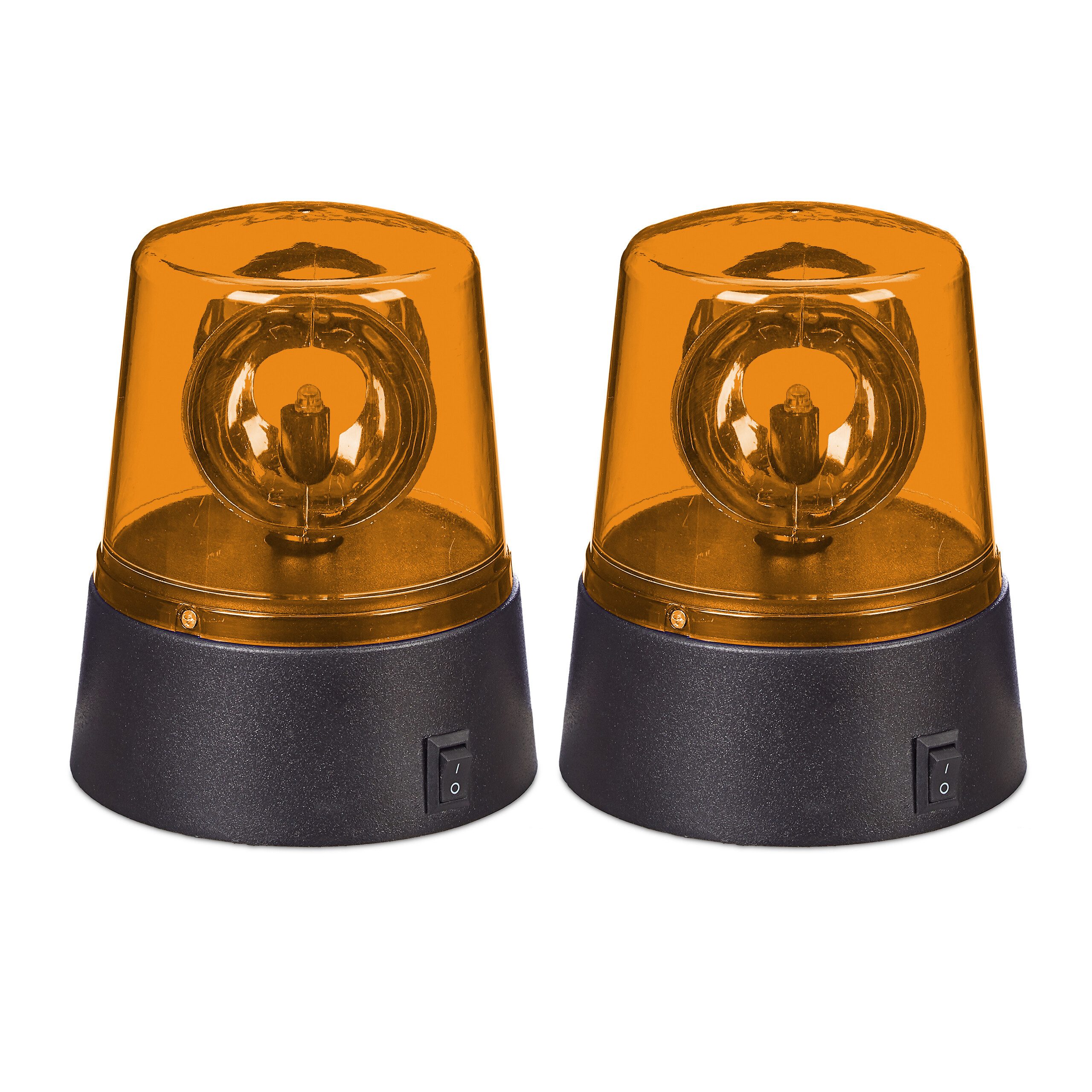 relaxdays LED Dekolicht Rundumleuchte 2er Set orange, 360°-drehender Reflektor für dynamische Lichteffekte, LED, Orange