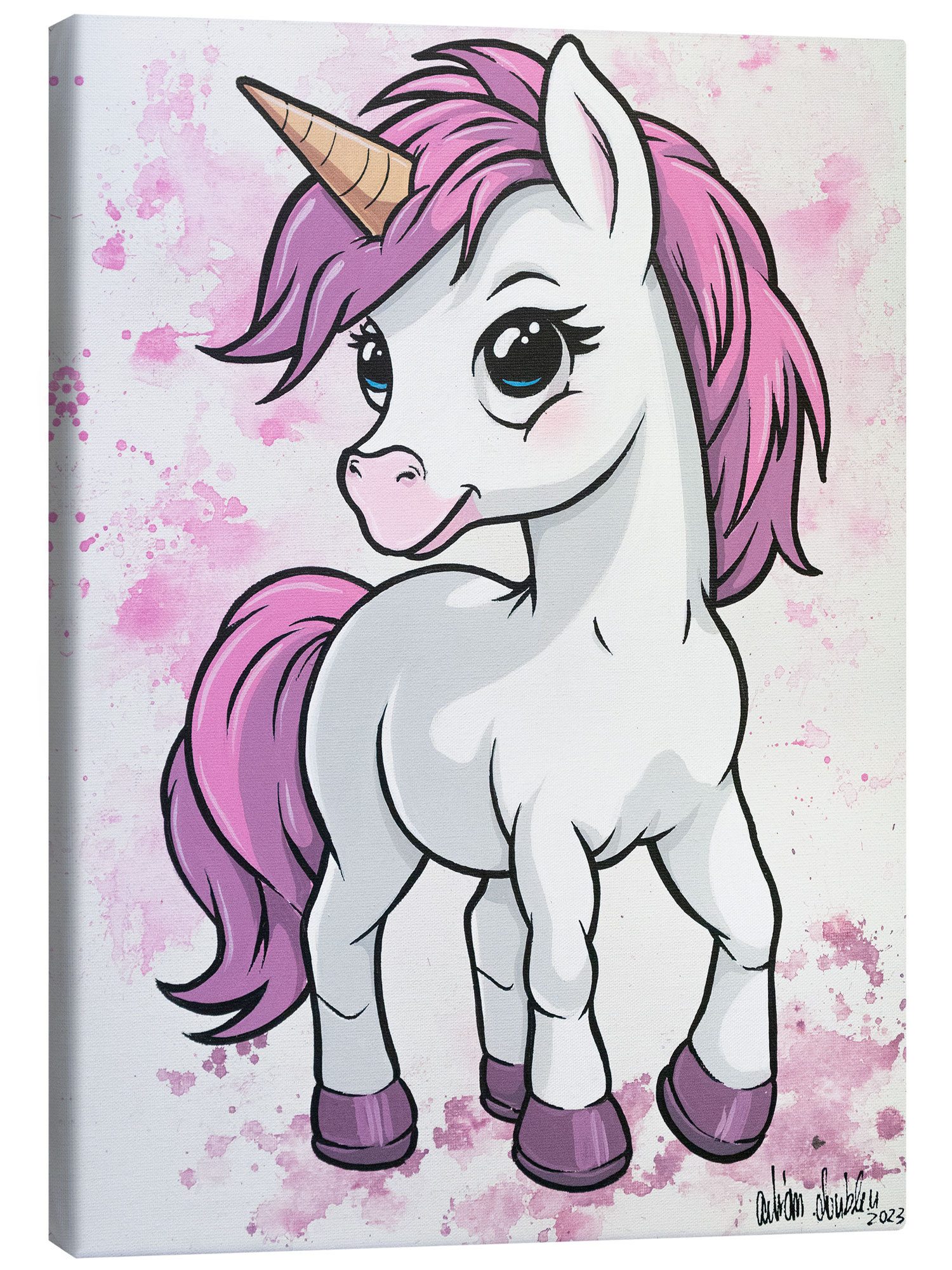 Posterlounge Wandbild Kleines Einhorn, A.DOUBLE.U, erhältlich als Poster, Leinwandbild, Wandsticker oder Acrylglasbild