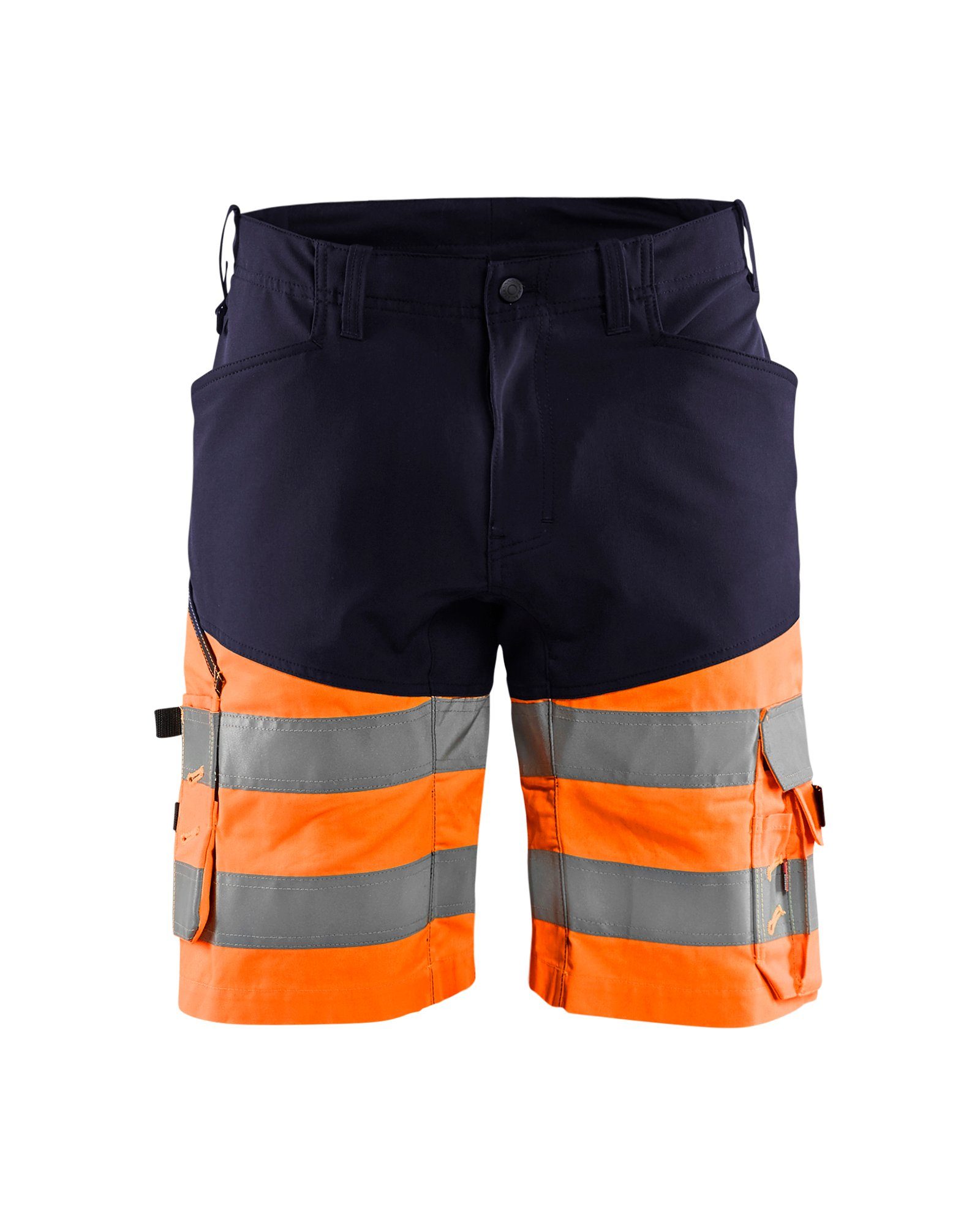 (1-tlg) Arbeitsshorts Shorts vis mit BLÅKLADER mittelgrau/high Vis Stretch orange High