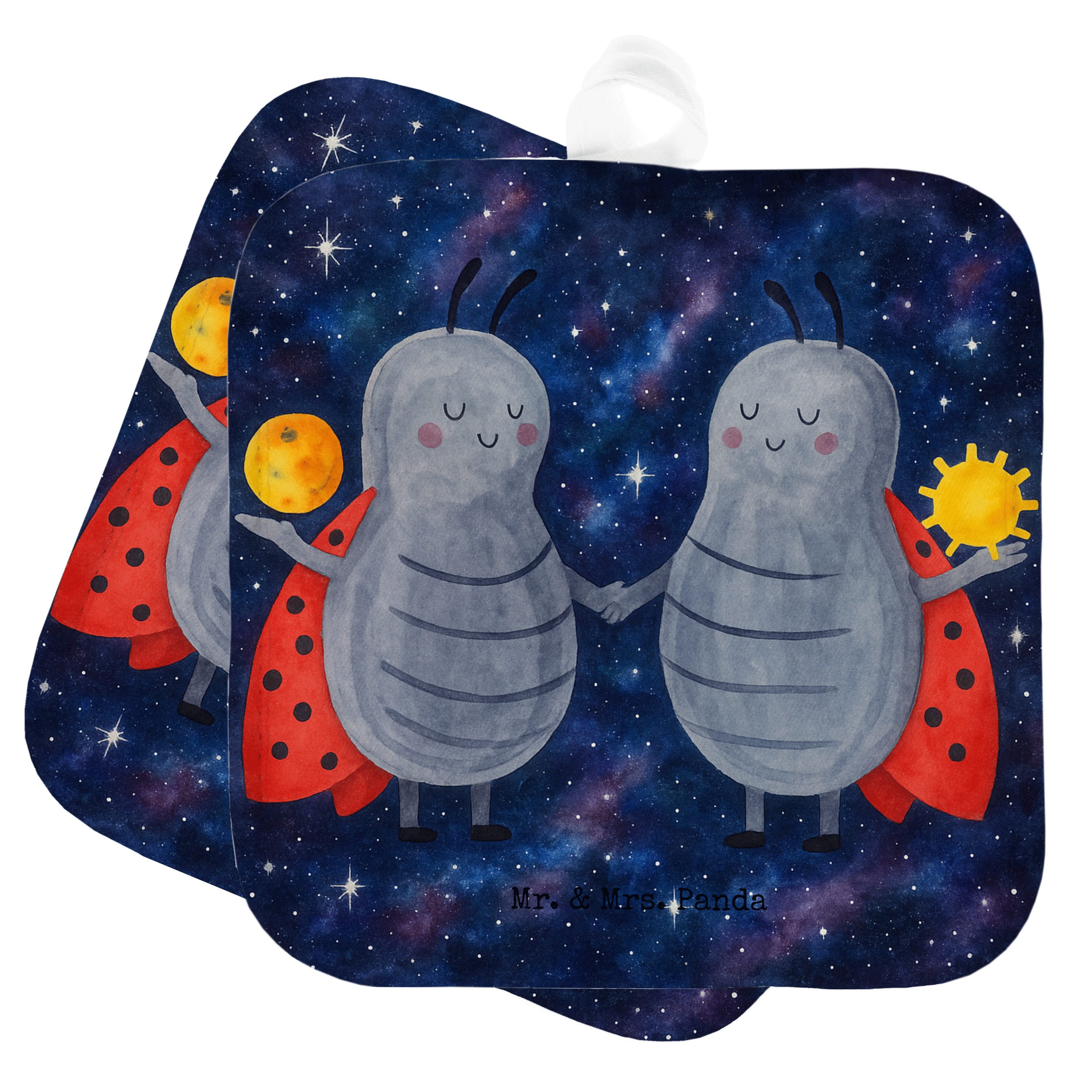 Mr. & Mrs. Panda Topflappen Sternzeichen Zwilling Design, Topfuntersetzer, Weiß, Kochlappen, Zwil, (Packung), Topfuntersetzer Topflappen Set Ofenlappen