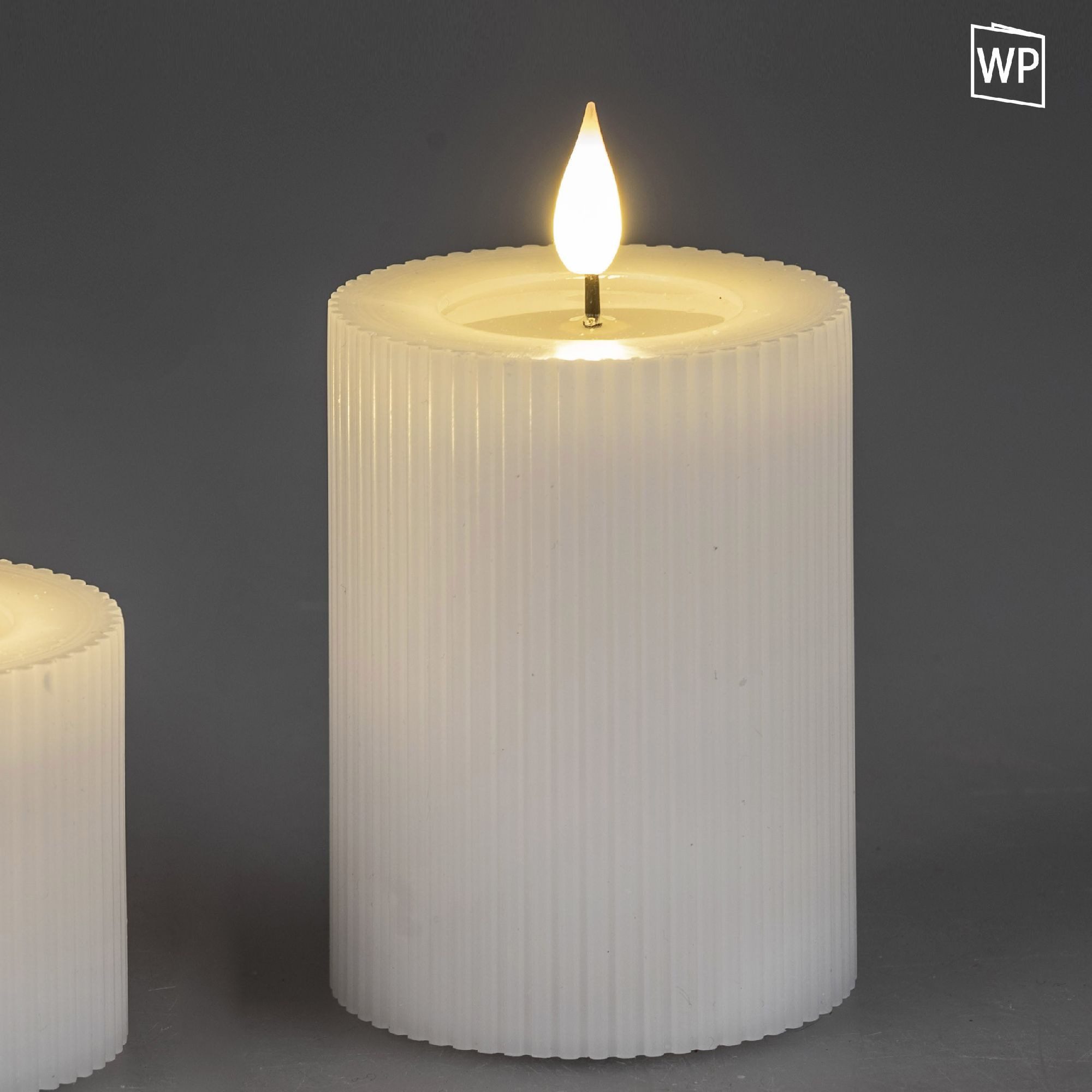 formano LED-Kerze Streifen, Mit Timerfunktion, Weiß, Motiv: Rillen günstig online kaufen