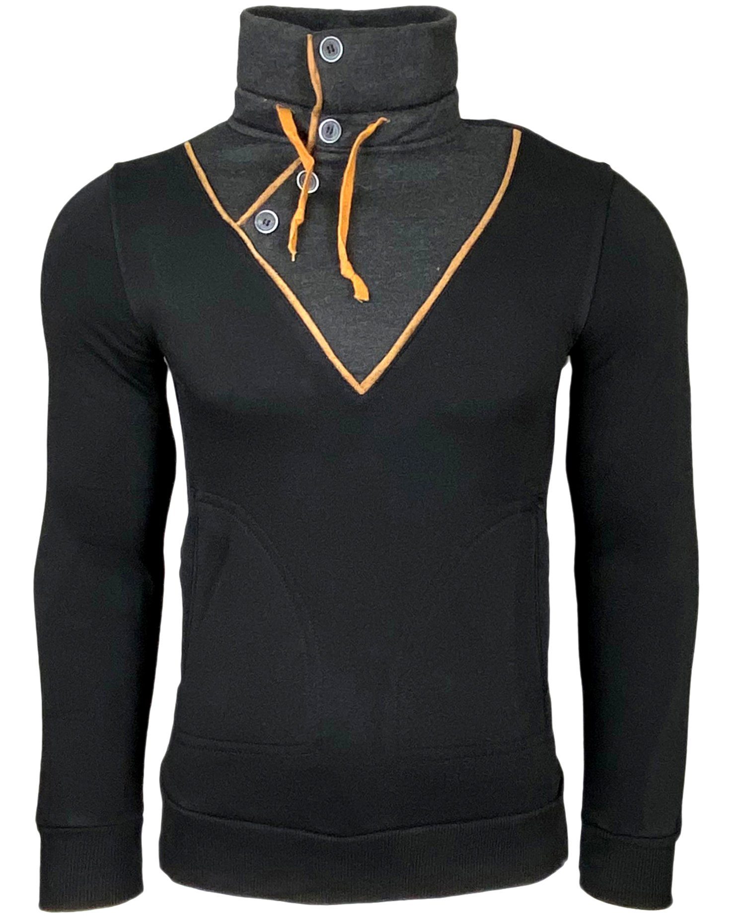 Strickpullover Baxboy Herren Sweatshirt Tube-Neck Stehkragen Knopfverschluss 4005
