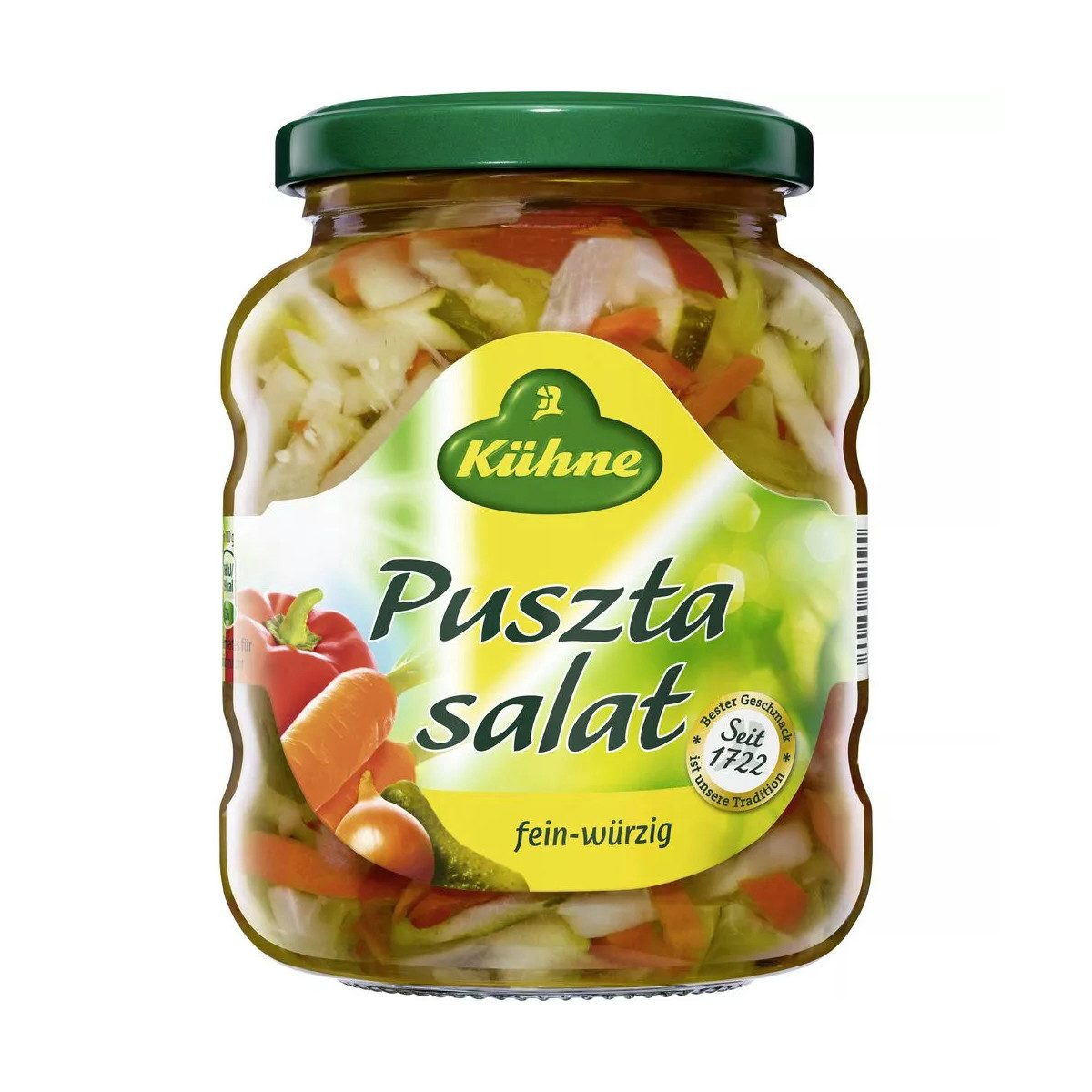 Kühne Gemüsekonserve, Kühne Puszta Salat Gemüse im Glas fein würzig im Geschmack 370g