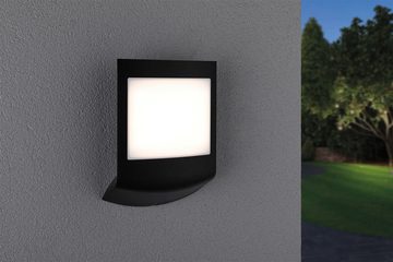 Paulmann LED Außen-Wandleuchte Padea IP44 198x71mm 3000K 8,5W 550lm 230V Anthrazit Kunststoff, LED fest integriert, Warmweiß, Dämmerungssensor seewasserresistent