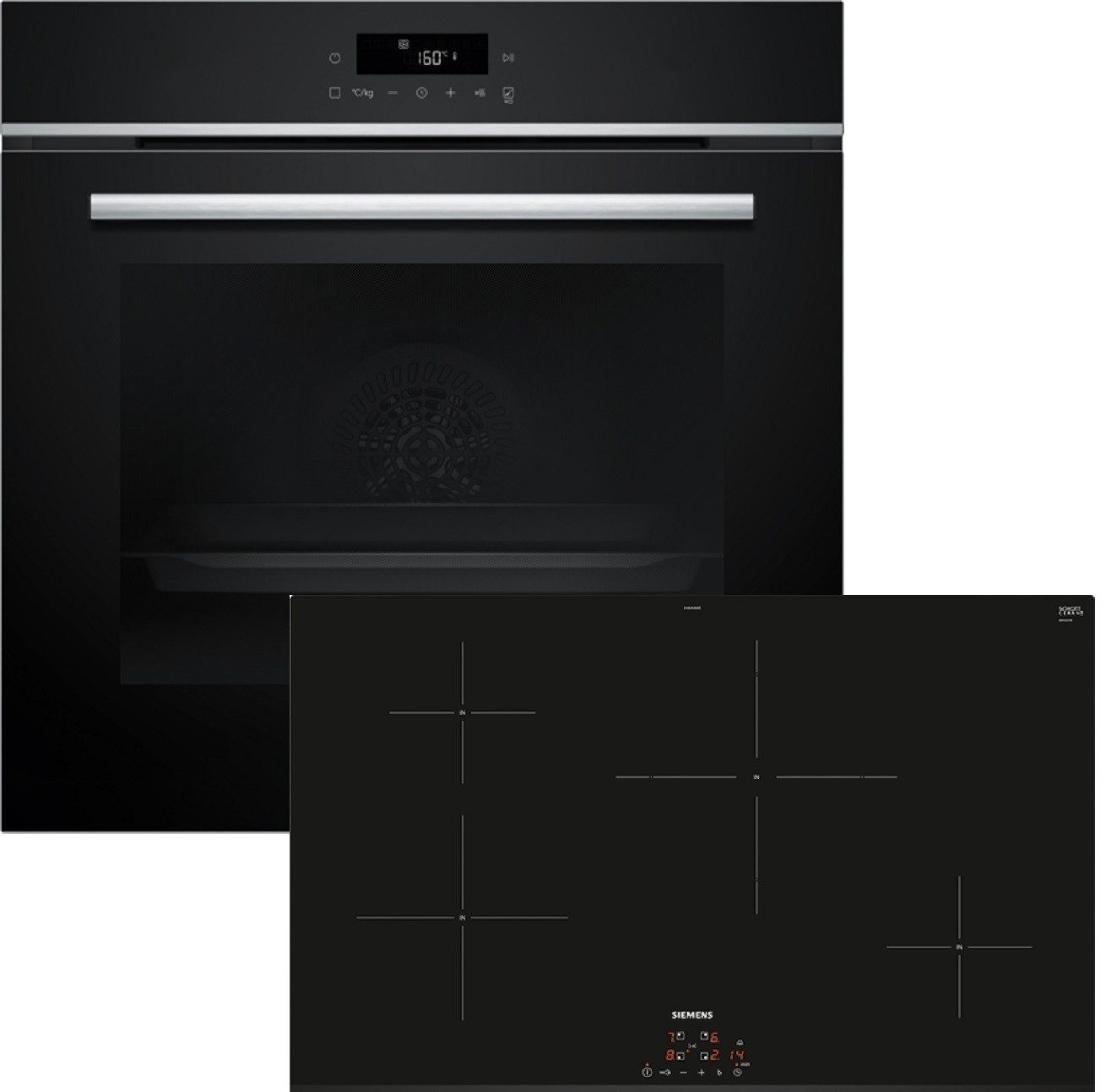 SIEMENS Backofen-Set iQ300, iQ100 HB572ABS4, mit Auszug nachrüstbar, Halogenleuchte, 4-fache Türverglasung