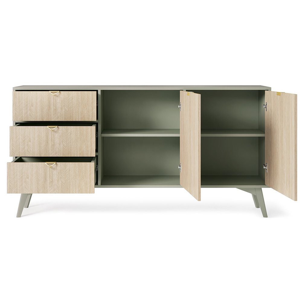 Lomadox Sideboard FAREHAM-160, 158cm breit, eukalyptusfarben, Front mit Fis günstig online kaufen