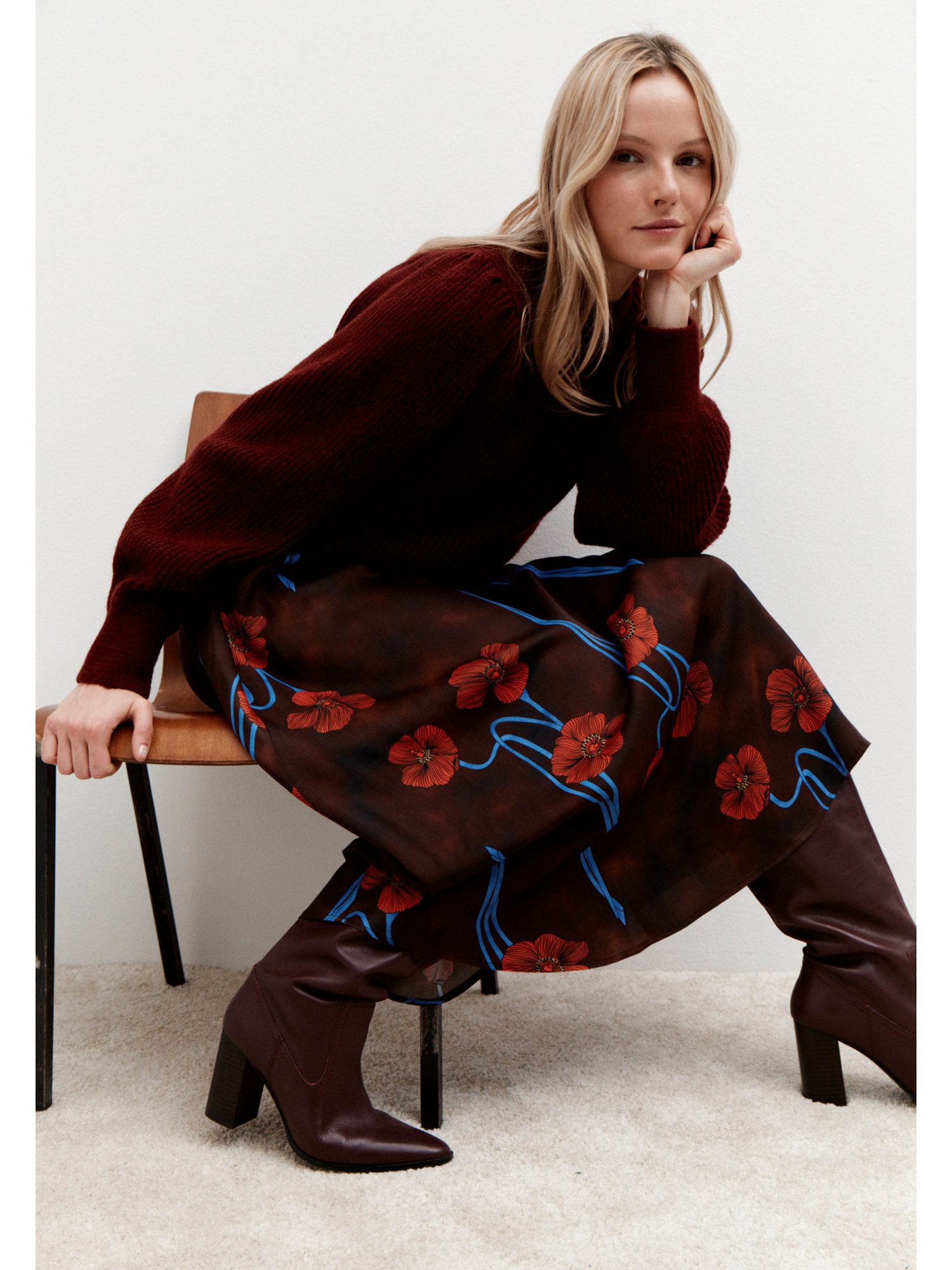 MORE&MORE A-Linien-Rock fließender Maxi-Schlupfrock, Blumenprint günstig online kaufen