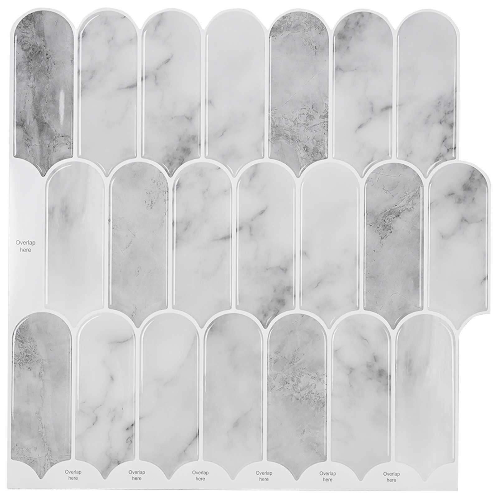 vidaXL Sticker Federfliese 20 Stk. Grau Marmor 30 x 30 cm Polyurethan und PET, (20-tlg)